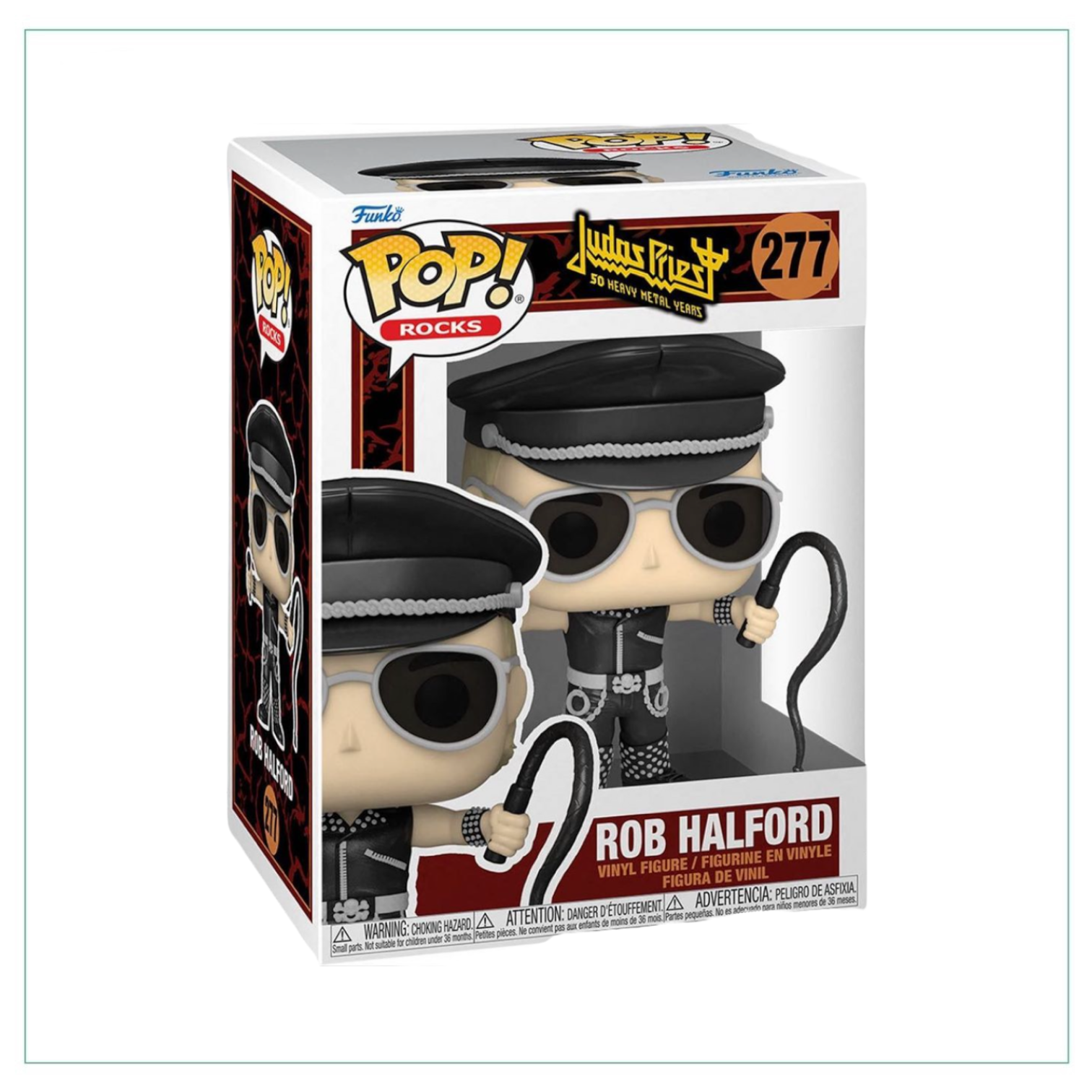 Funko Pop! figure of Rob Halford, #277, representing the iconic lead singer of Judas Priest in a collectible design.