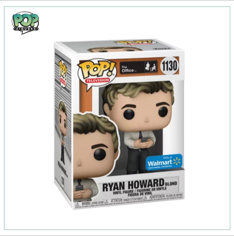 Ryan Howard Funko Pop! figure with blond hair, wearing a suit, from The Office, exclusive to Walmart.