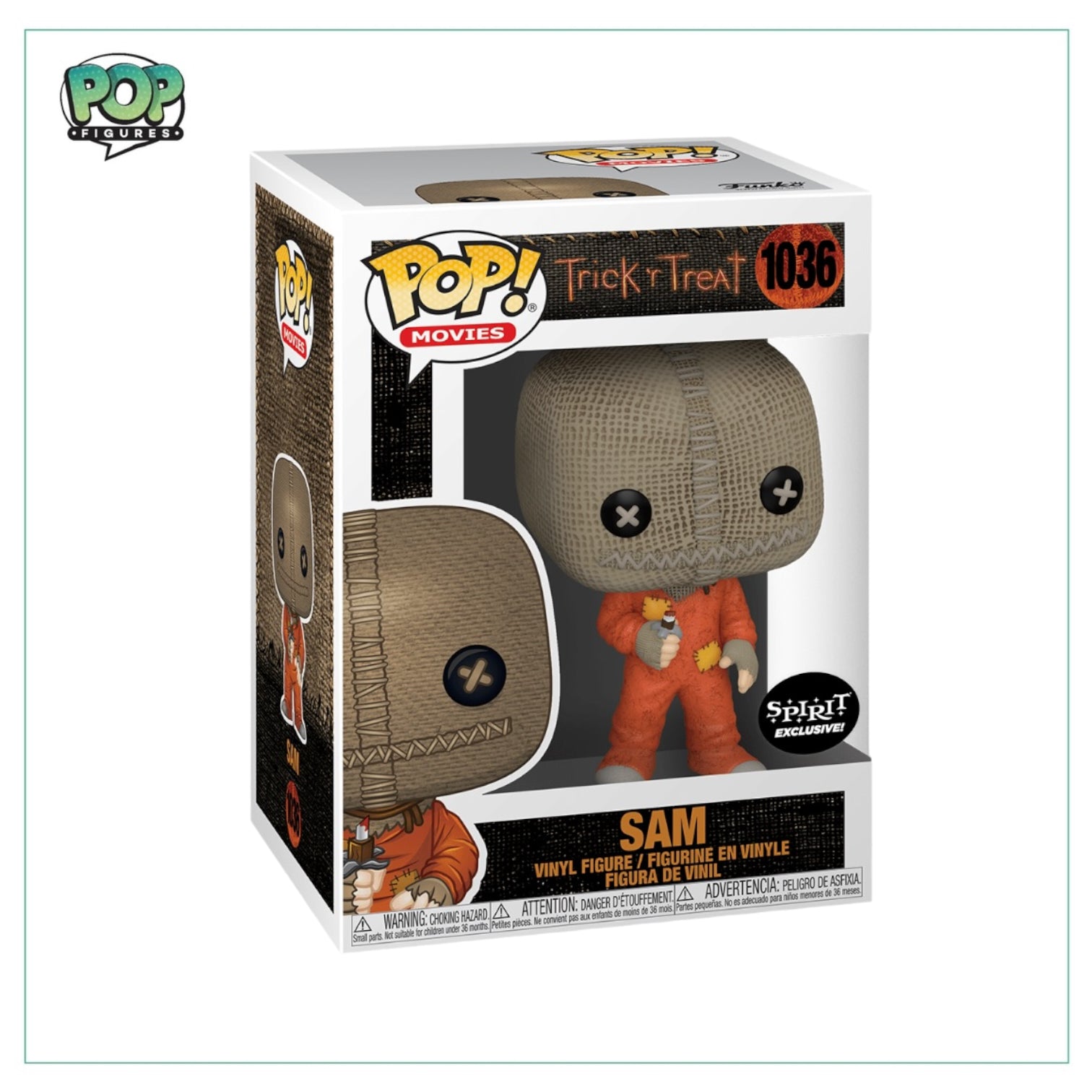Funko Pop! Sam #1036 from Trick 'r Treat, featuring a cute pumpkin outfit, ideal for Halloween and horror movie lovers.