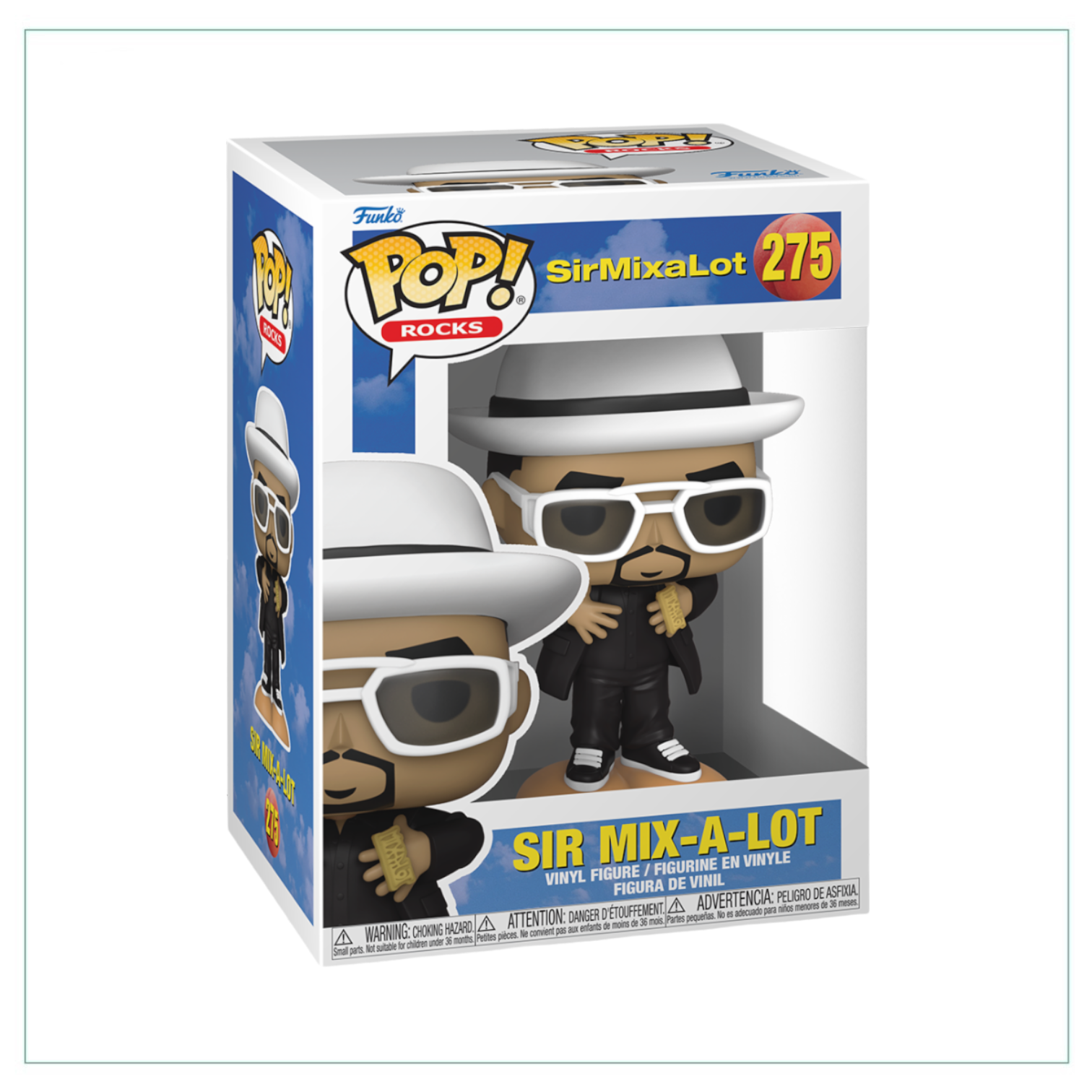 Funko Pop! #275 of Sir Mix-a-Lot, showcasing the rapper in a colorful design, embodying his fun and energetic persona.
