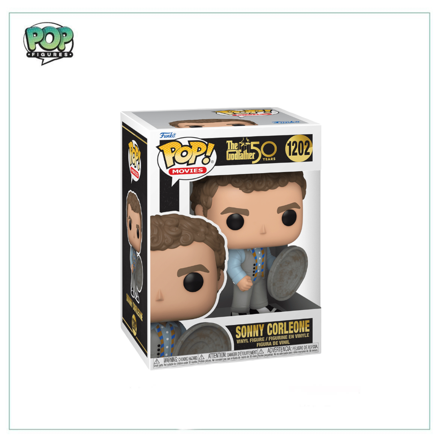 Sonny Corleone Funko Pop! from The Godfather, marking 50 years of the classic movie. Perfect for fans and collectors alike!