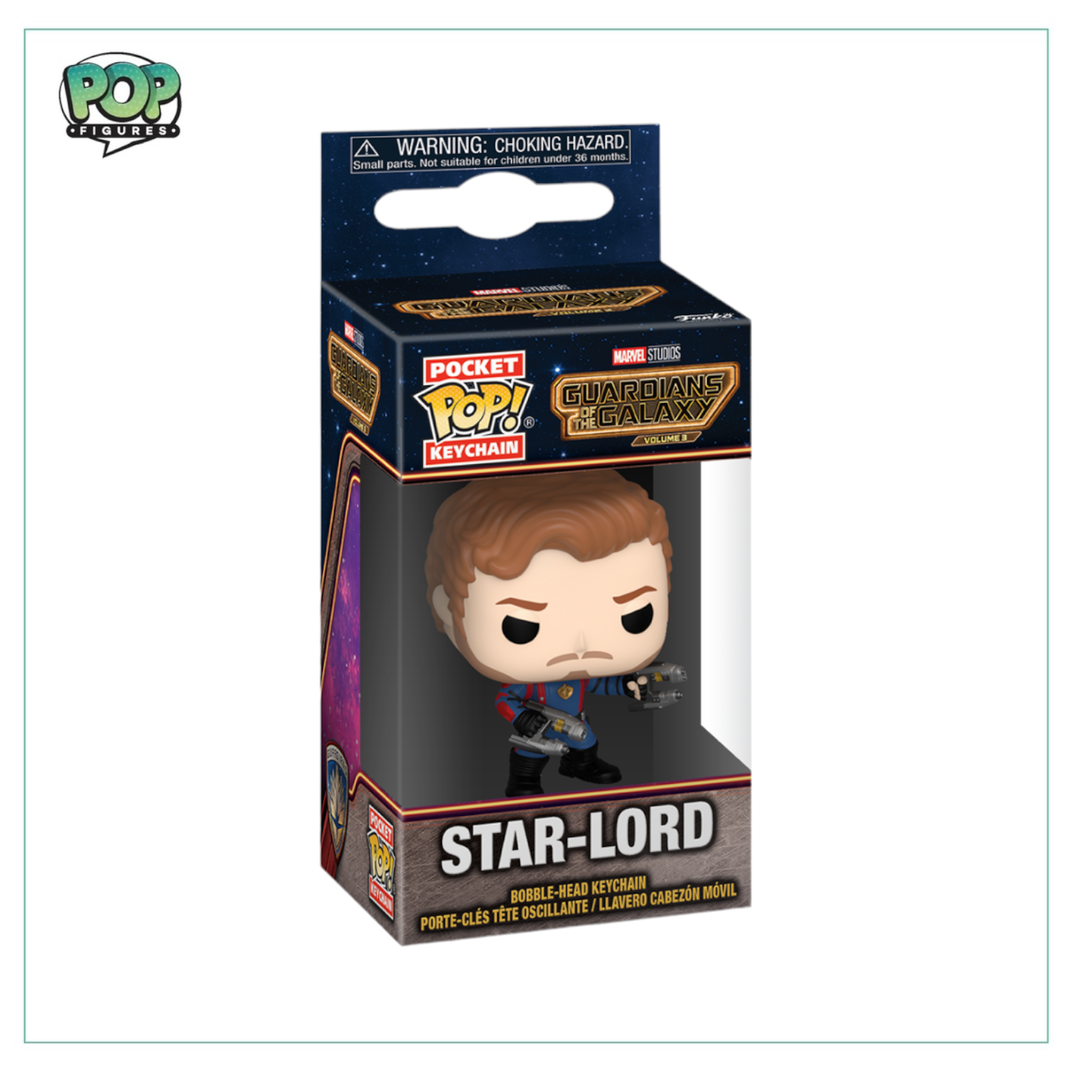Star-Lord Funko Pocket Pop! keychain from Guardians of the Galaxy Vol. 3, featuring his iconic outfit and helmet.