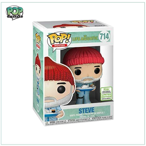 Steve Funko Pop! from The Life Aquatic, ECCC 2019 Shared Exclusive, showcasing intricate details and bright colors.