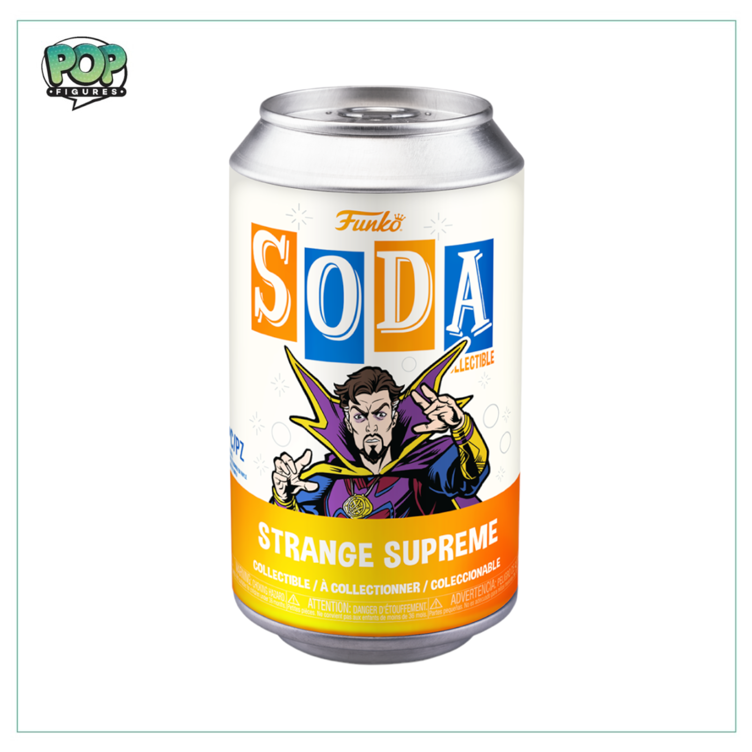 Marvel's Strange Supreme Funko Soda Vinyl Figure, showcasing a quirky design with a possibility of a chase edition.