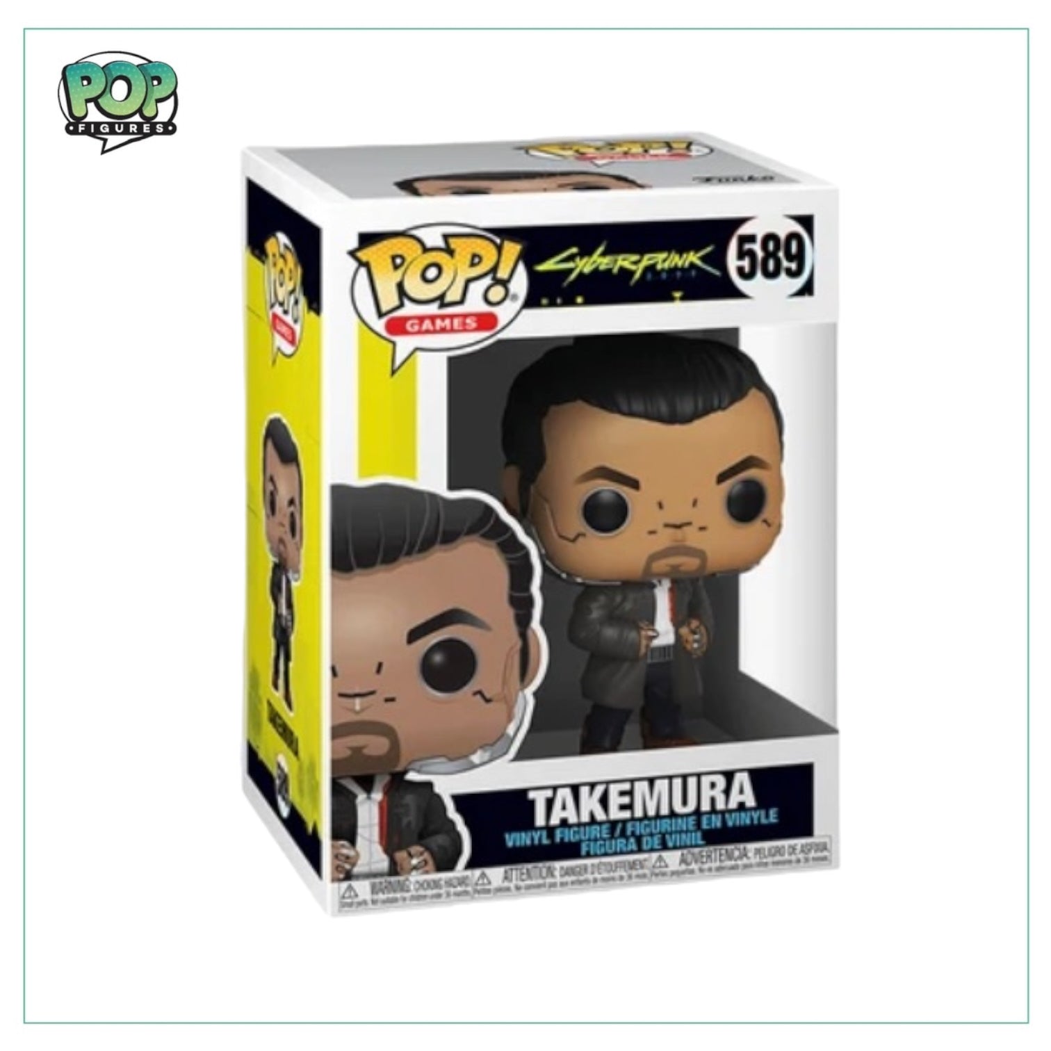 Takemura #589 Funko Pop! figure from Cyberpunk 2077, featuring a detailed design and vibrant colors.