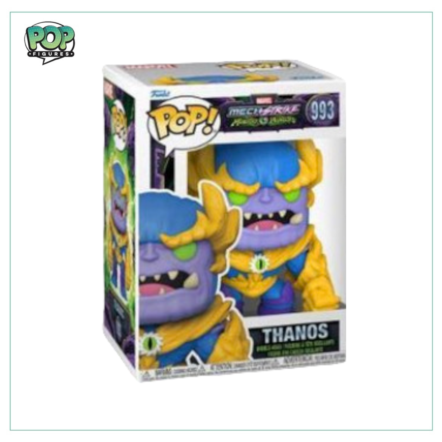 Thanos #993 Funko Pop! figure from Marvel's Mech Strike series, featuring the character in a stylized collectible design.