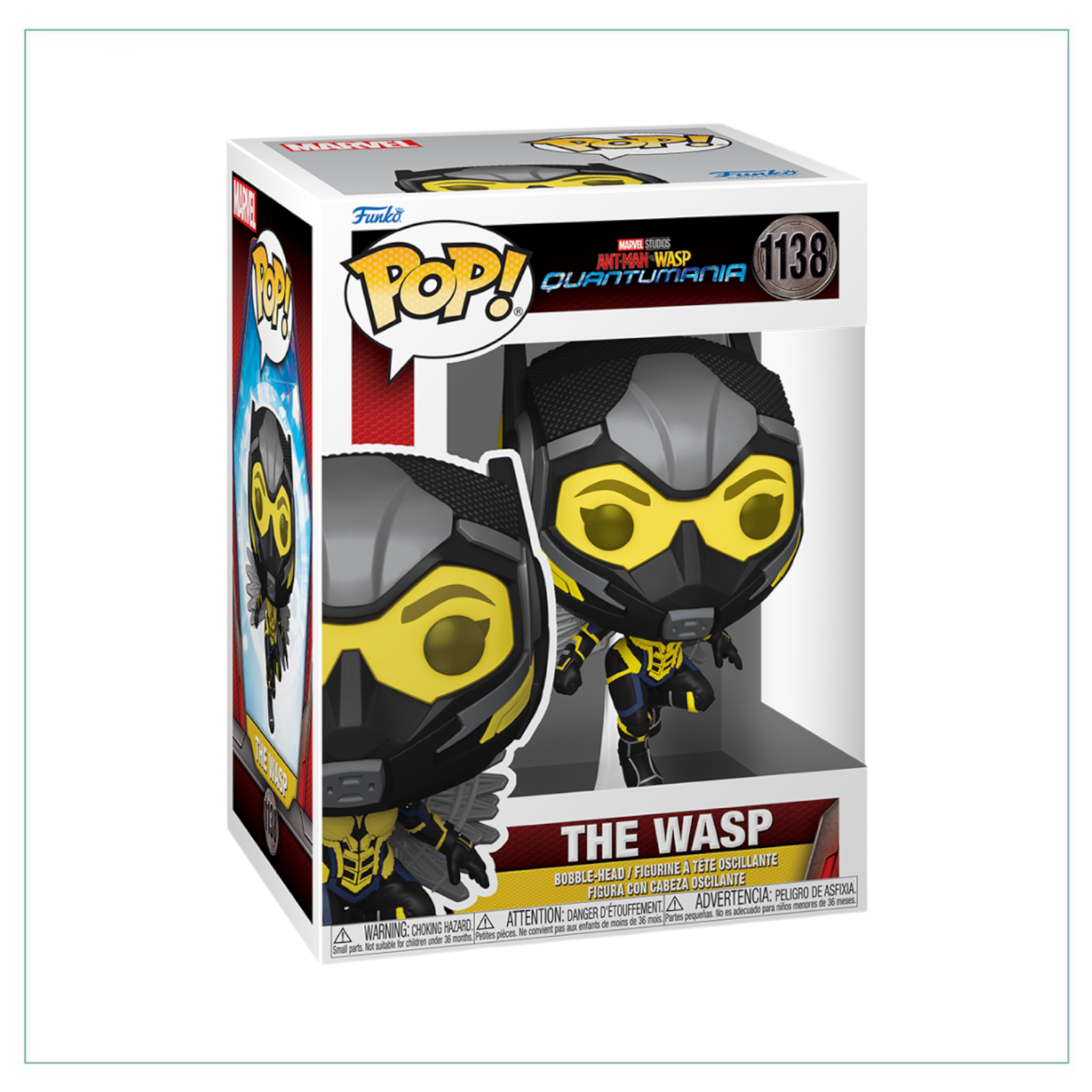 The Wasp Funko Pop! from Ant-Man and the Wasp: Quantumania, featuring her detailed design and iconic look in a collectible form.