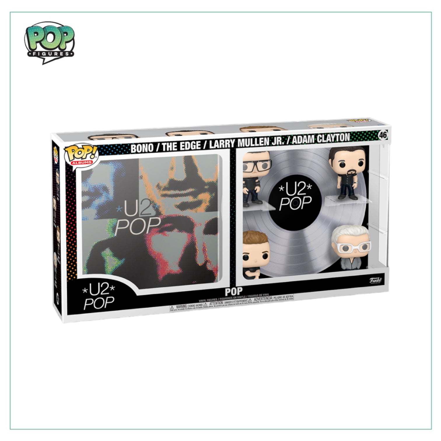 U2 #46 Funko Pop! Album featuring the iconic band in a collectible vinyl figure format, perfect for fans and collectors.
