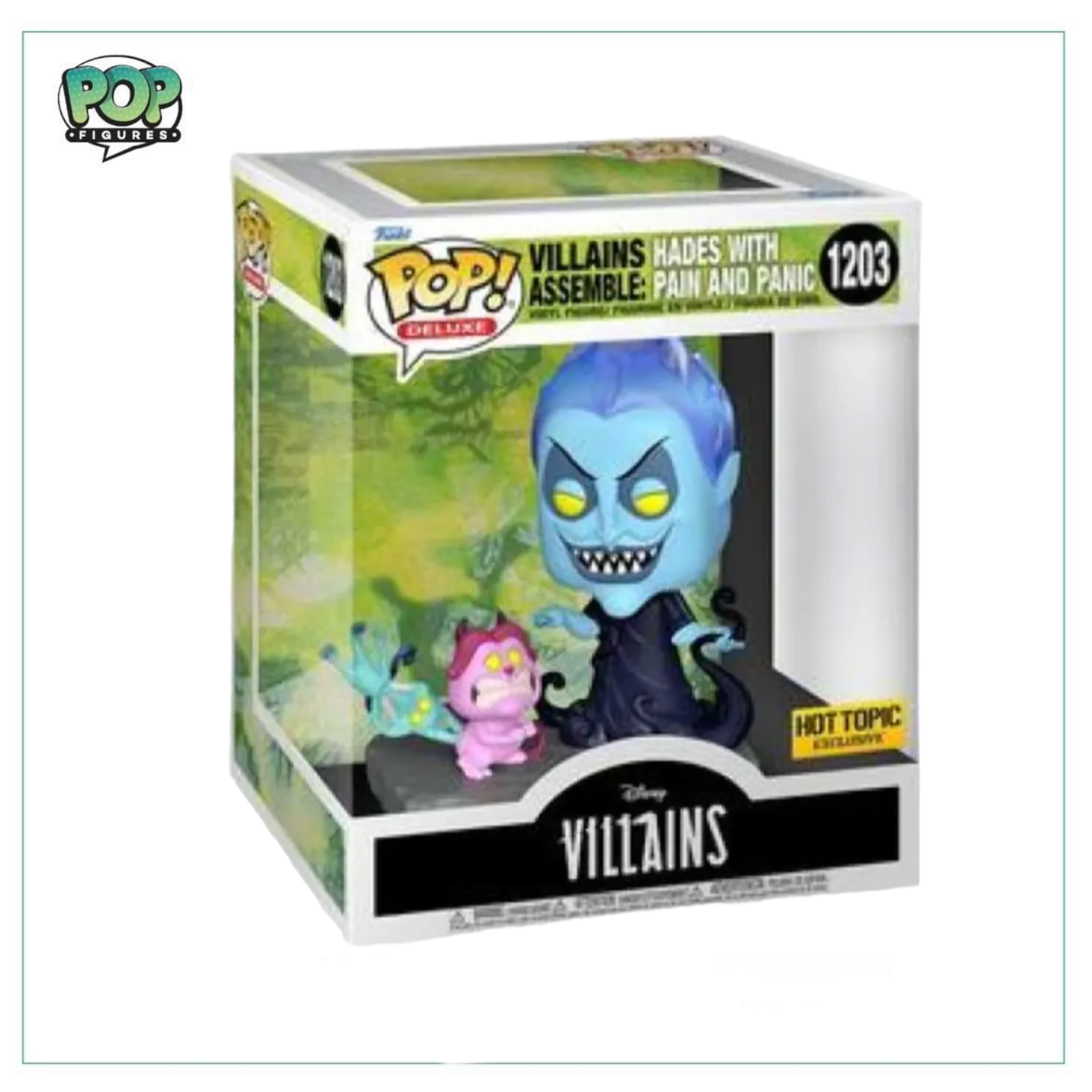 Funko Pop! of Hades with Pain and Panic, part of the Villains Assemble series, exclusive to Hot Topic.