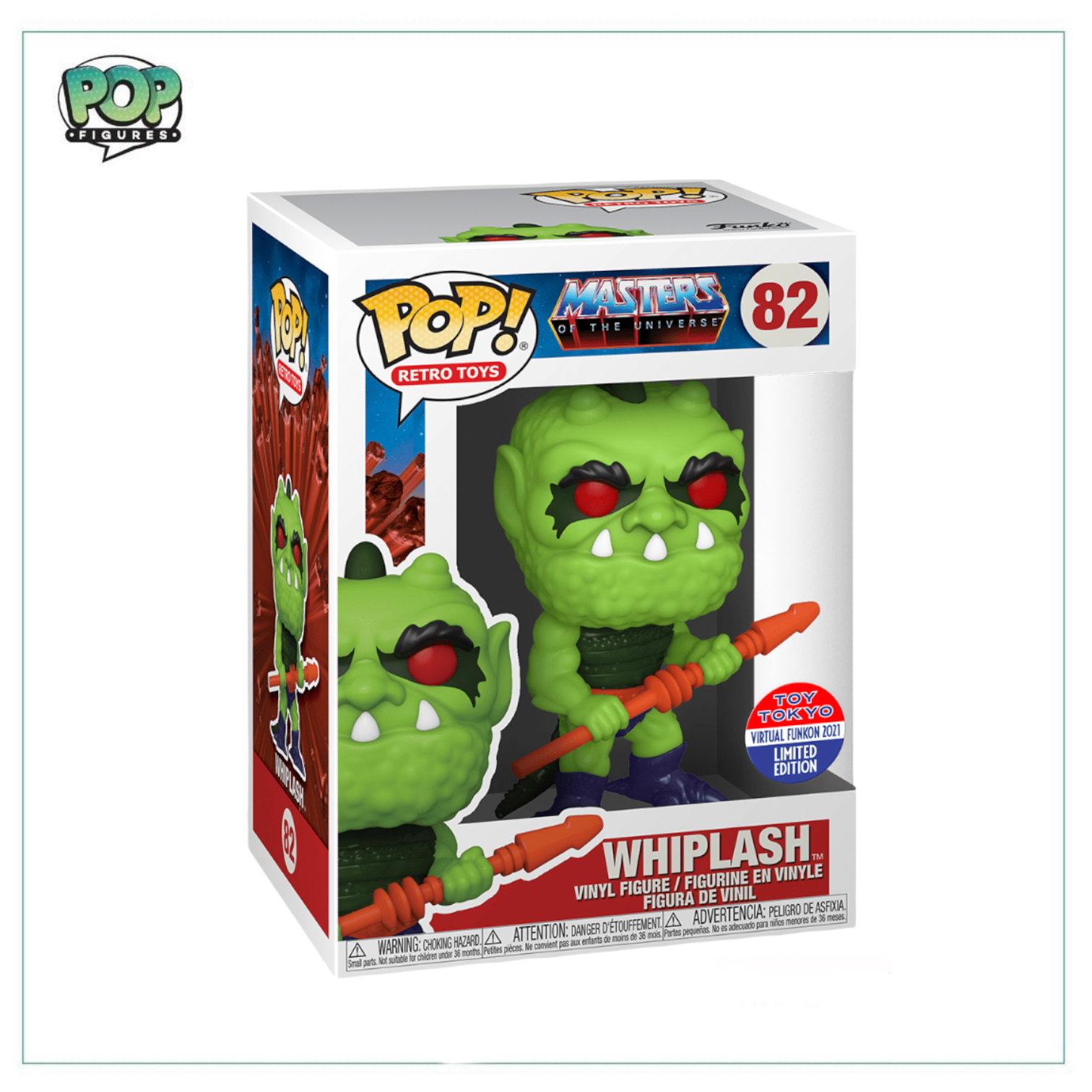 Whiplash #82 Funko Pop! from Masters of the Universe, released for 2021 Virtual Funkon by Toy Tokyo, showcasing vibrant design.