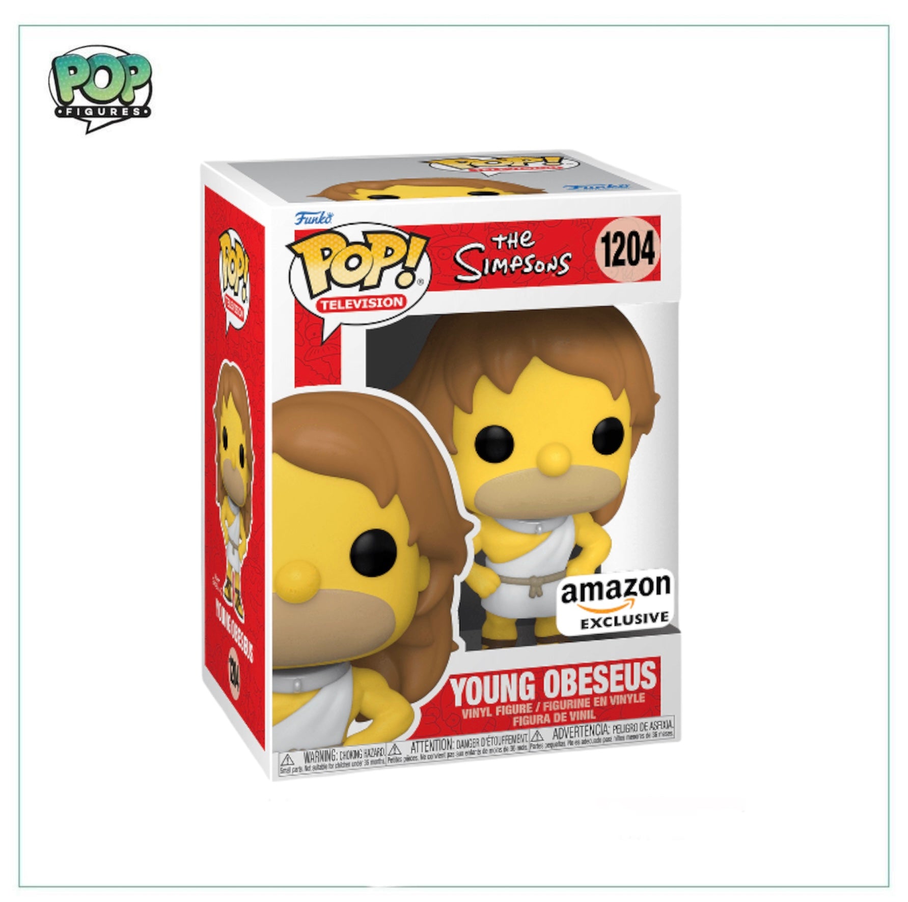 Amazon Exclusive Young Obeseus #1204 Funko Pop! from The Simpsons, showcasing a playful and colorful character design.