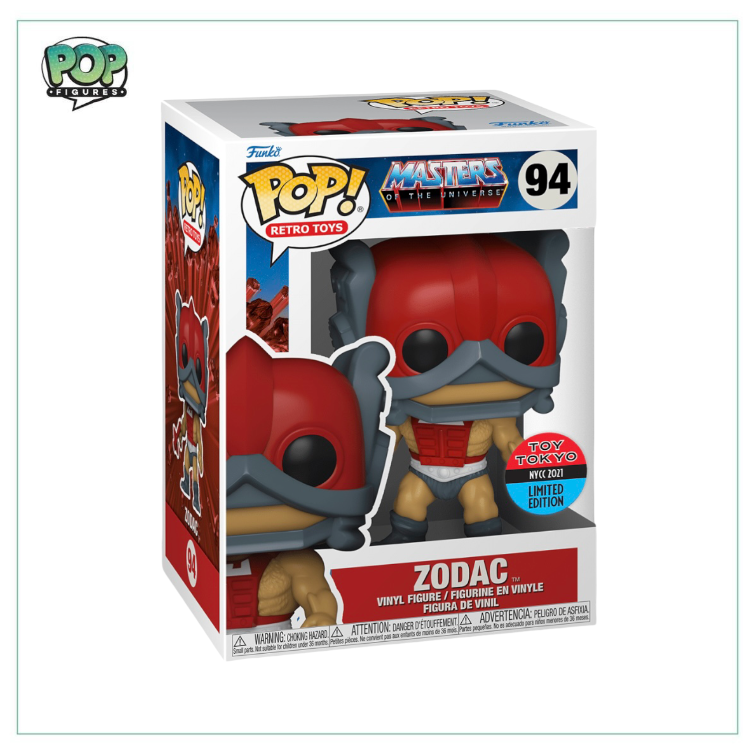 Zodac #94 Funko Pop! figure, a Masters of the Universe exclusive from Toy Tokyo at NYCC 2021, showcasing iconic design.