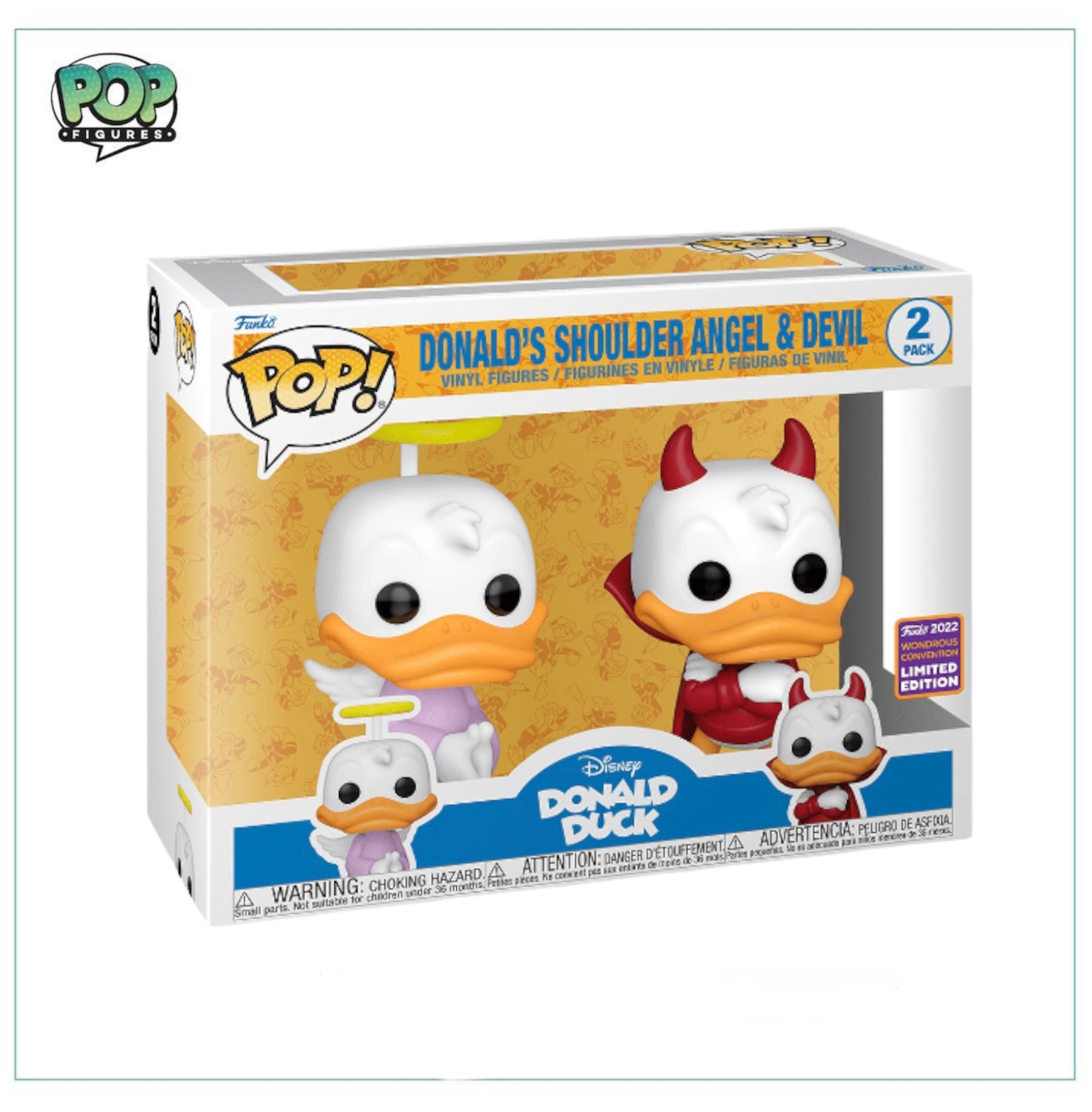 Donald's Shoulder Angel & Devil 2 Pack Deluxe Funko Pop! Disney - 2022 Funko Wonderous Convention Limited Edition