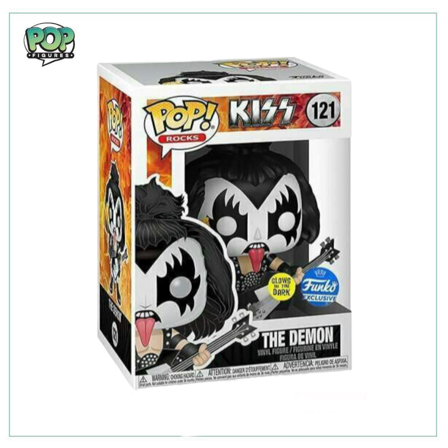 The Demon (Glows In The Dark) #121 Funko Pop! Kiss - Funko Exclusive - Missing Funko Sticker