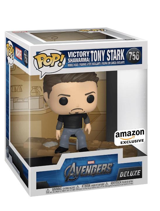MARVEL: TONY STARK (Victory Shawarma) AMAZON EXCLUSIVE DELUXE 6” Bobble-Head - Pop Figures | Funko | Pop Funko | Funko Pop
