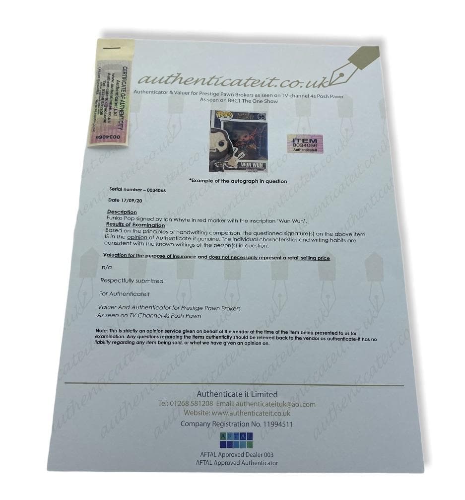 Wun Wun Game of Thrones Ian Whyte signed oversized pop 55 - Pop Figures