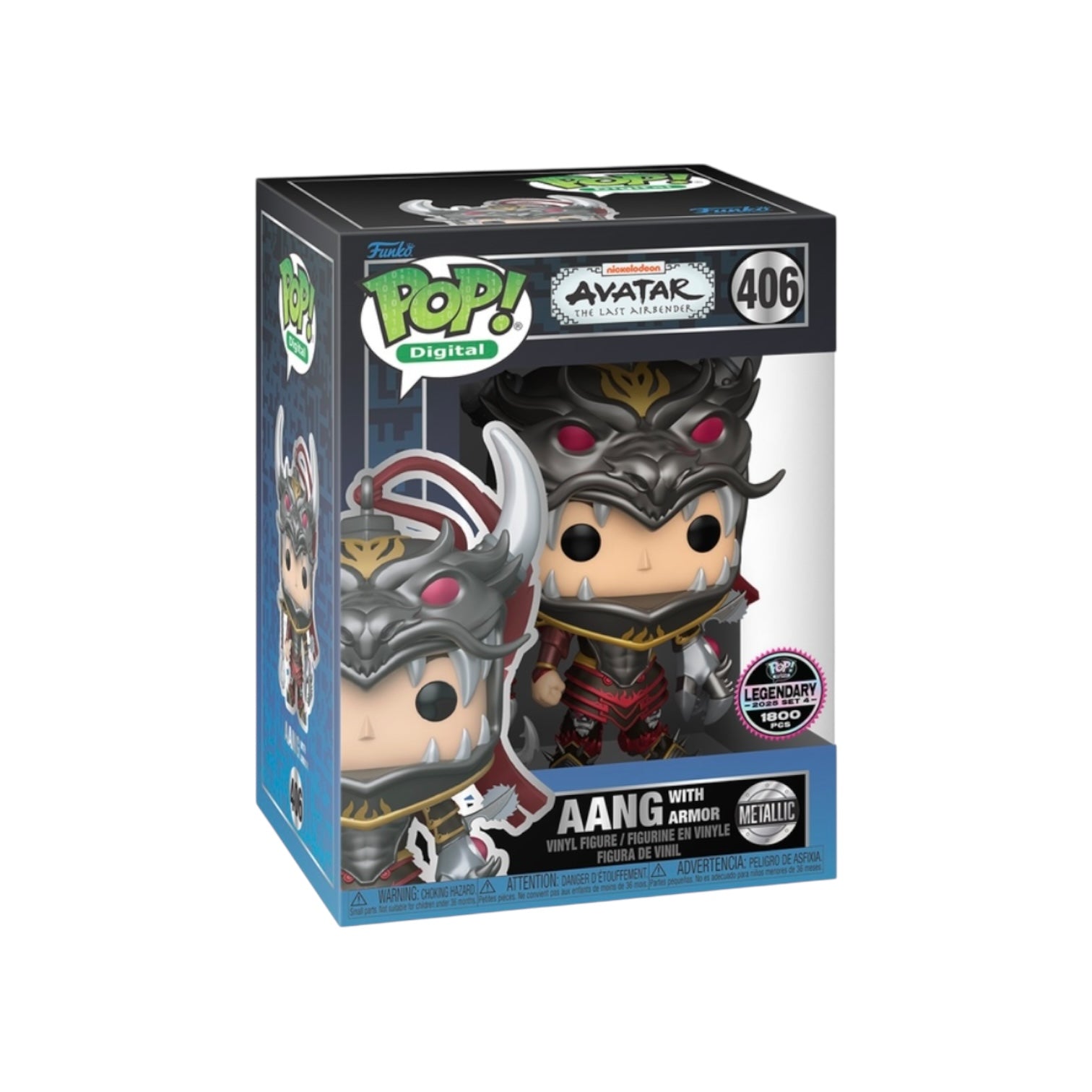 Aang with Armor #406 (Metallic) Funko Pop! - Avatar: The Last Airbender - NFT Release Exclusive LE1727 Pcs Box