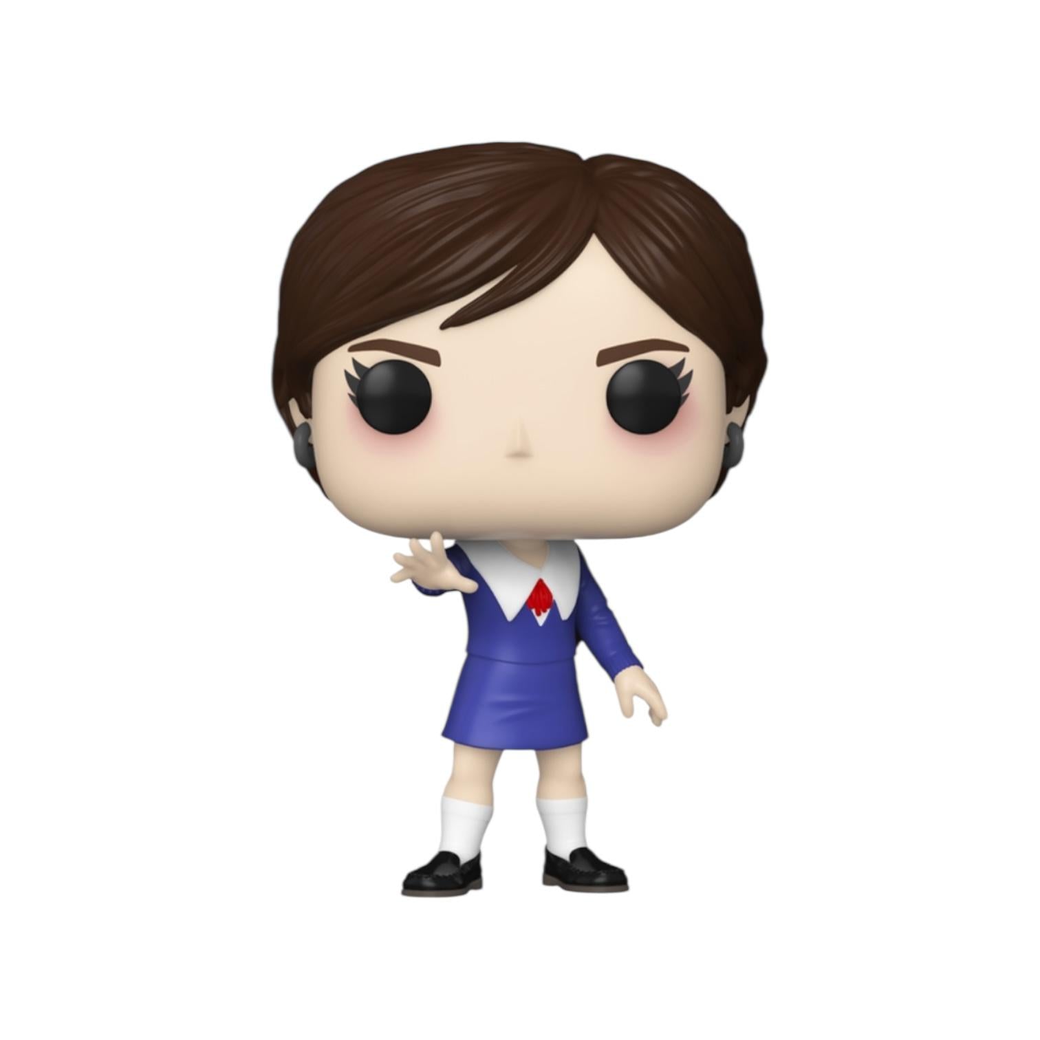 Funko Pop! vinyl figure of a character with brown hair and a blue dress on a white background