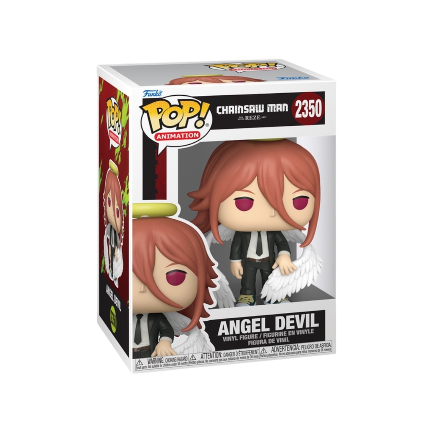 Funko Pop! vinyl figure packaging with 'Angel Devil' character on a white background