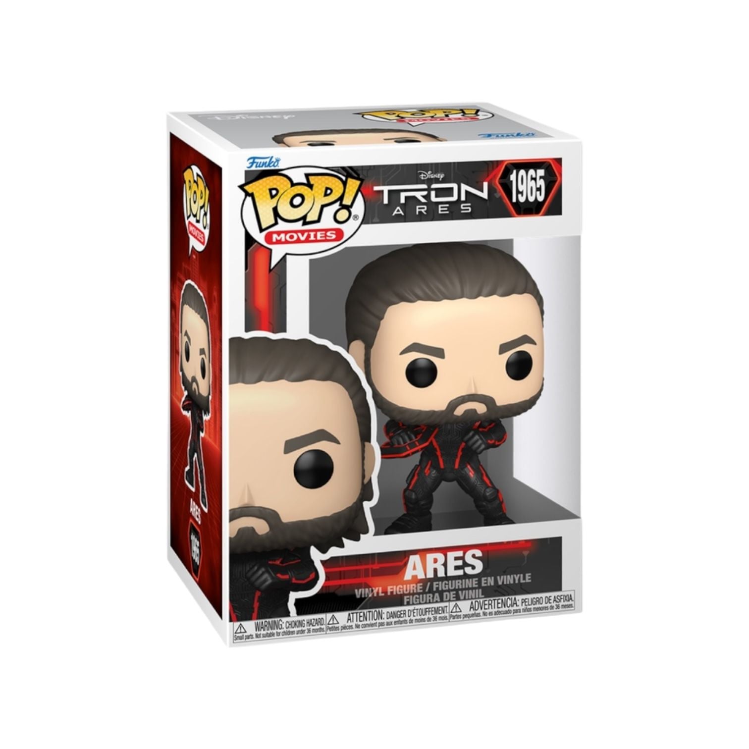 Ares wearing black and red outfit inside funko packaging 