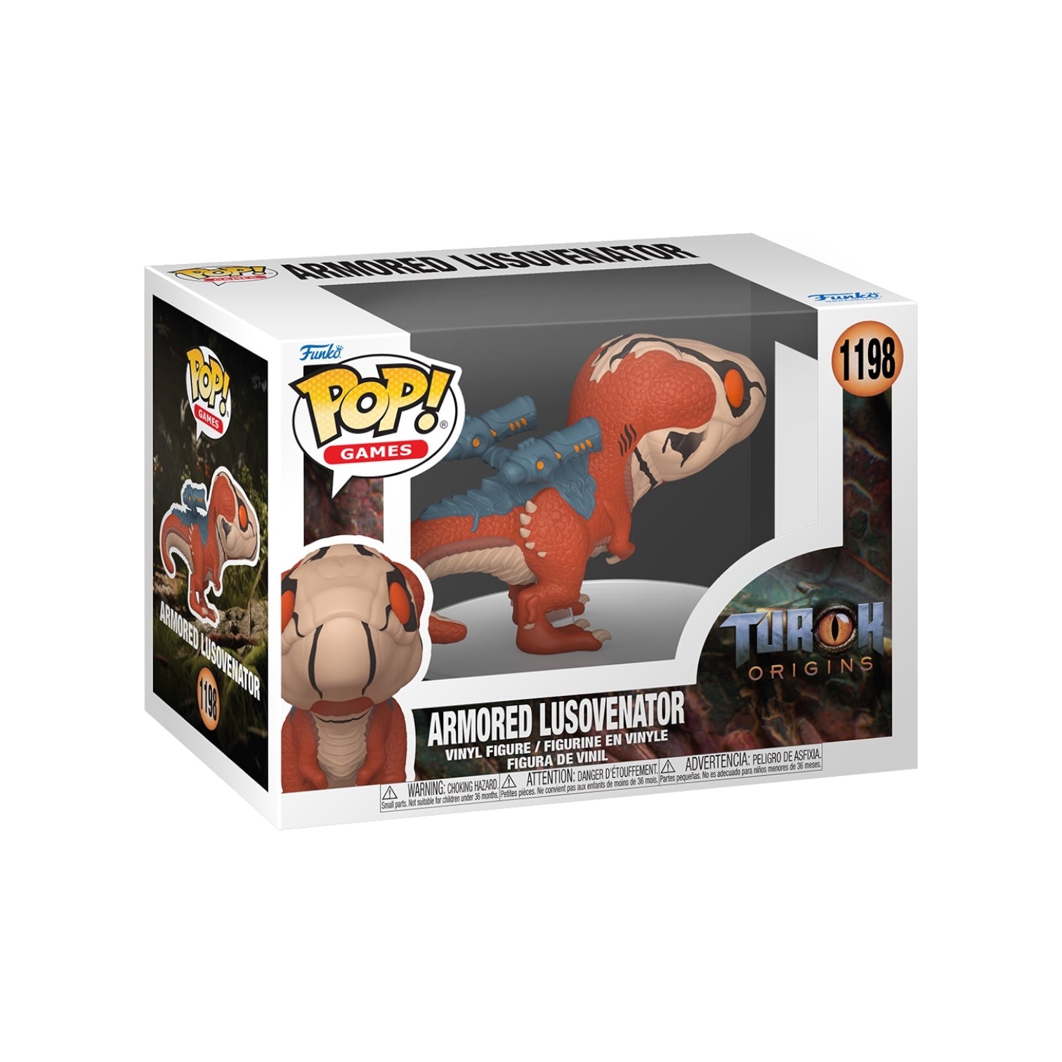 Funko Pop! Games Armored Lusovenator toy figure packaging on a white background