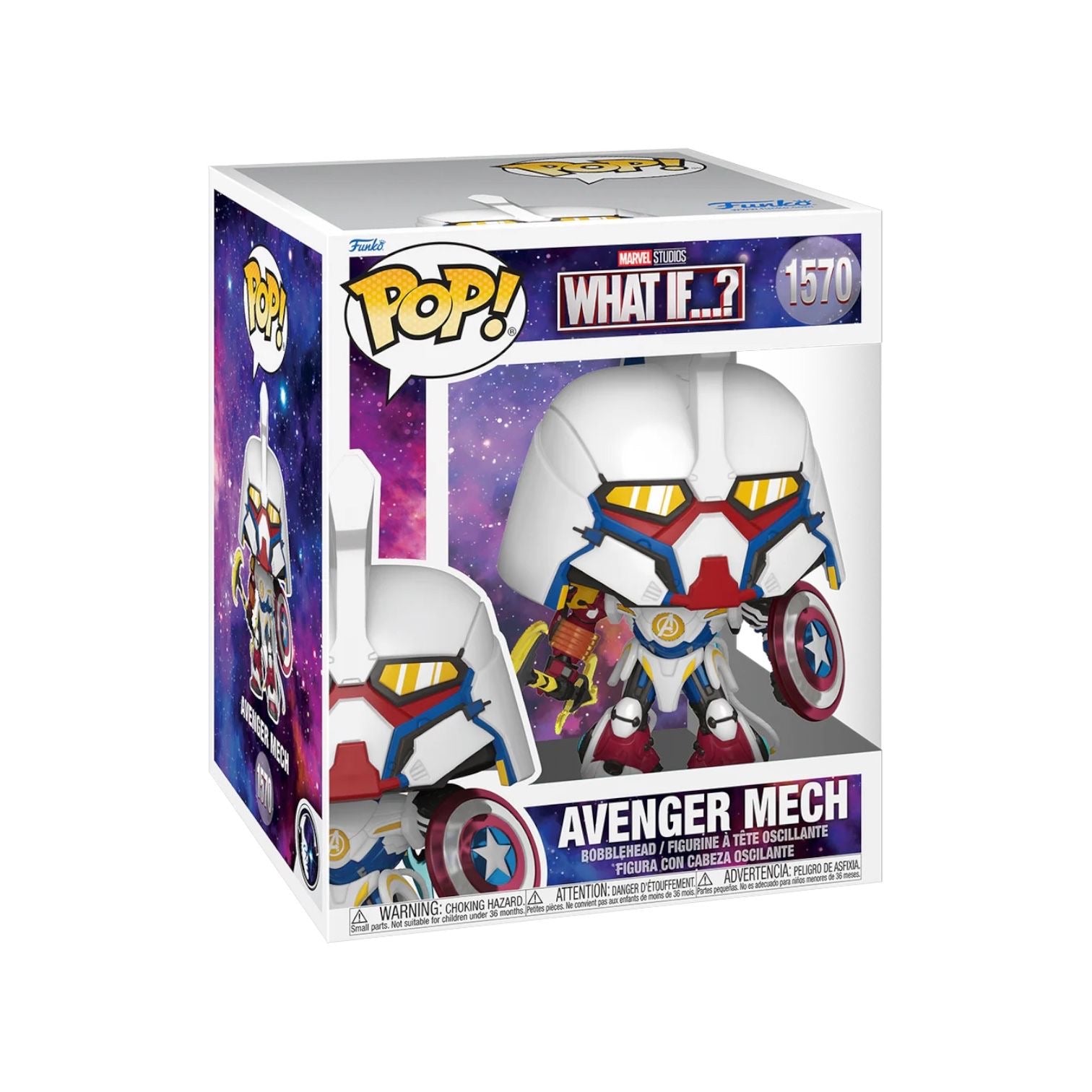 Funko Pop! Marvel Avengers Mech figure in packaging on a white background