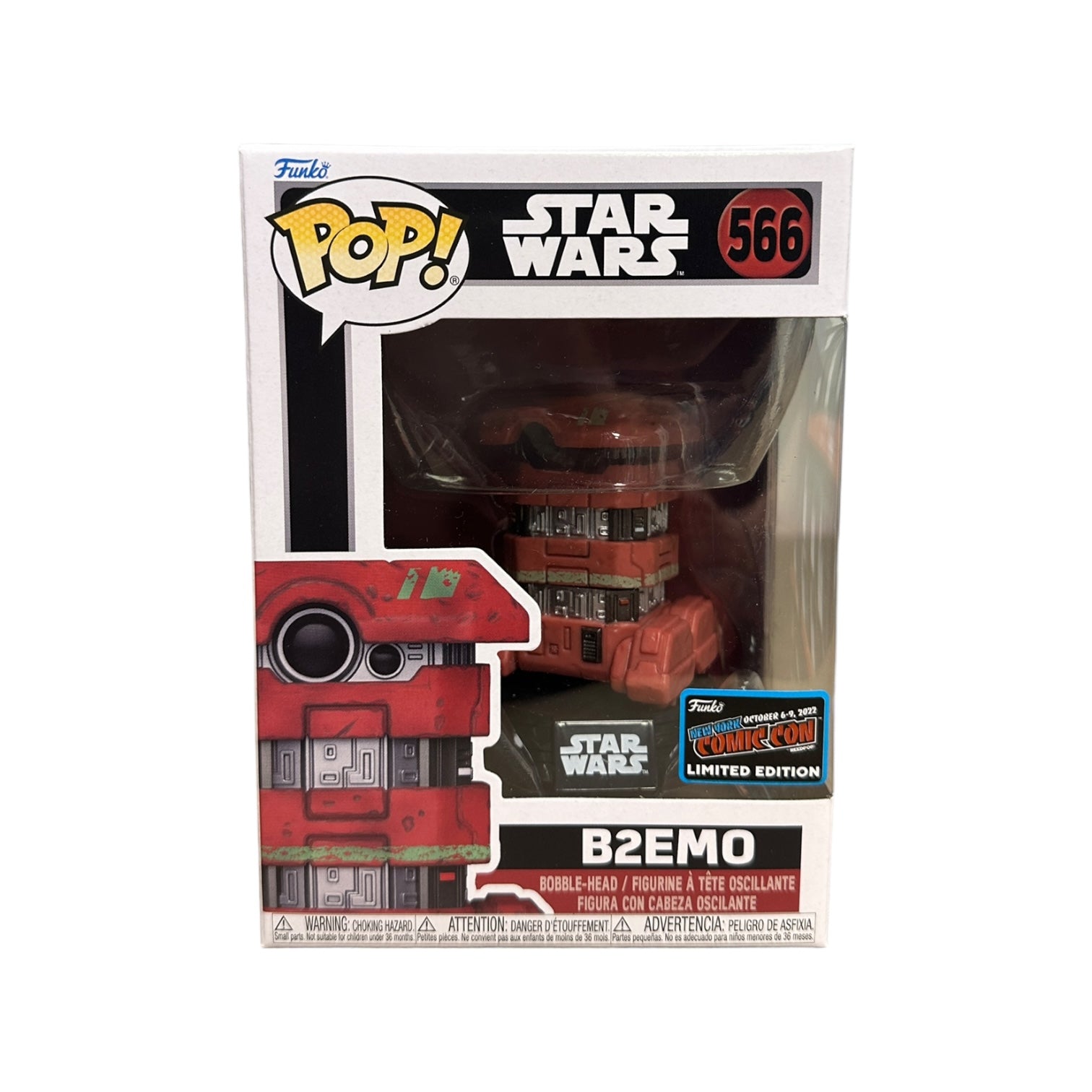 B2emo #566 Funko Pop! from Star Wars: Andor, exclusive to NYCC 2022, rated 9/10 for condition.