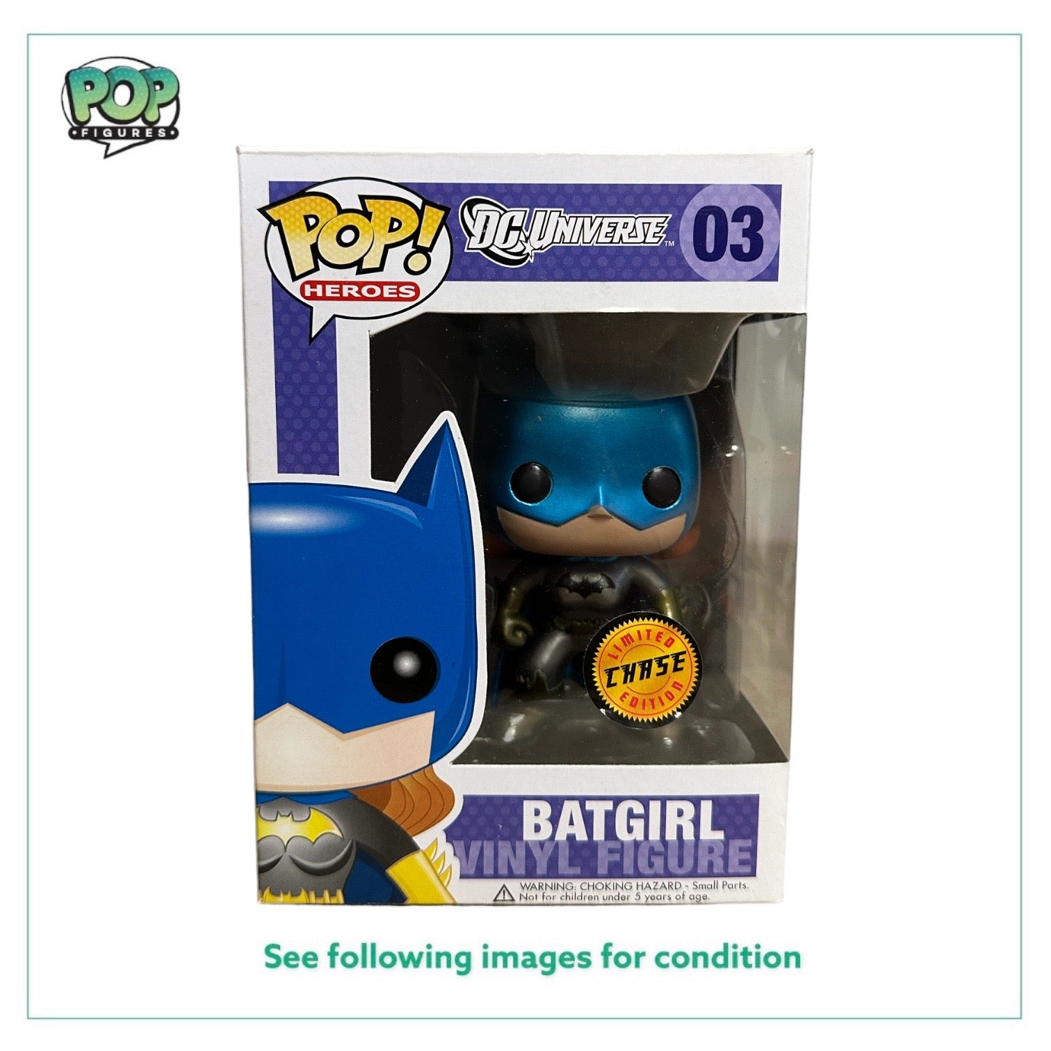 Batgirl #03 Metallic Chase Funko Pop! from 2012, rated 7.5/10, featuring a stylized design from the DC Universe.