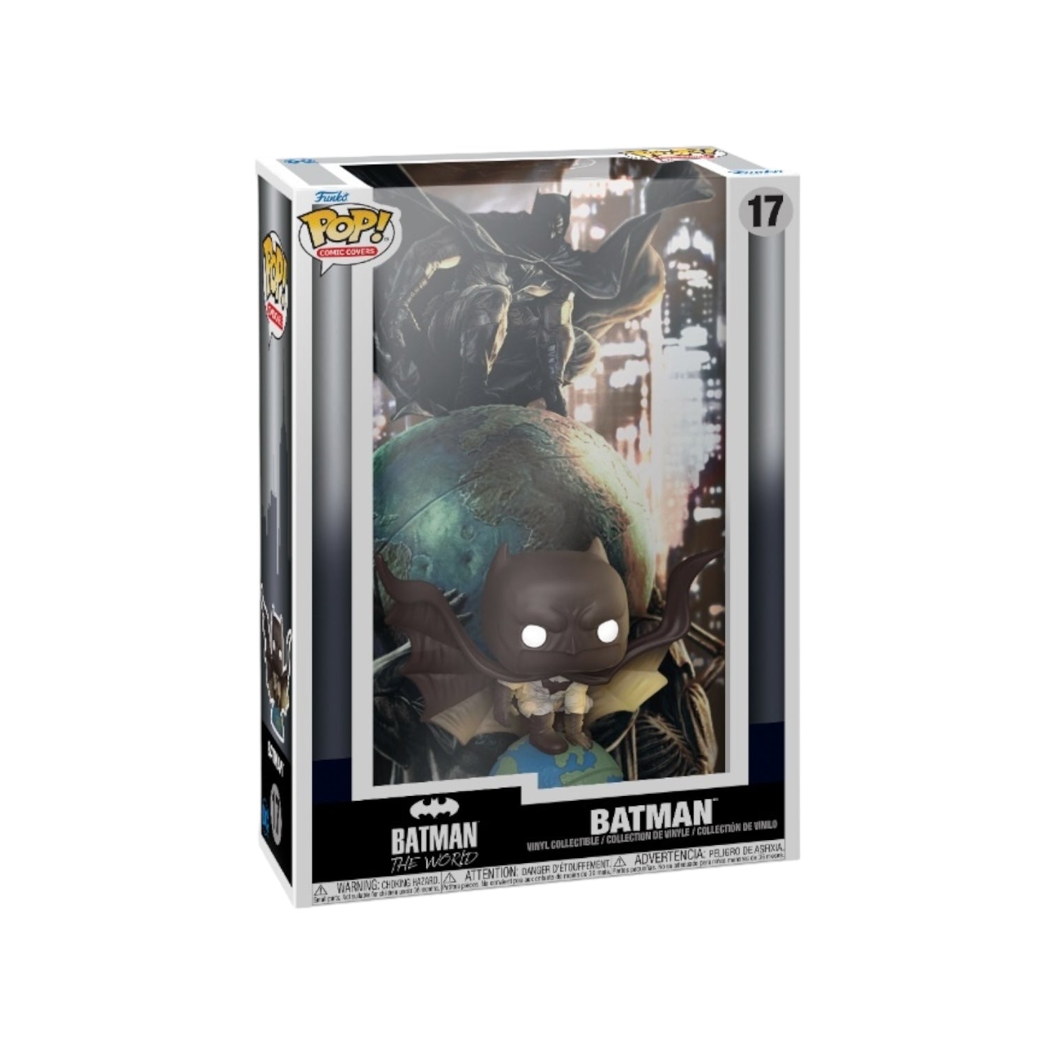 Funko Pop! comic cover of Batman #17 featuring Batman in a dynamic pose against a colorful background.