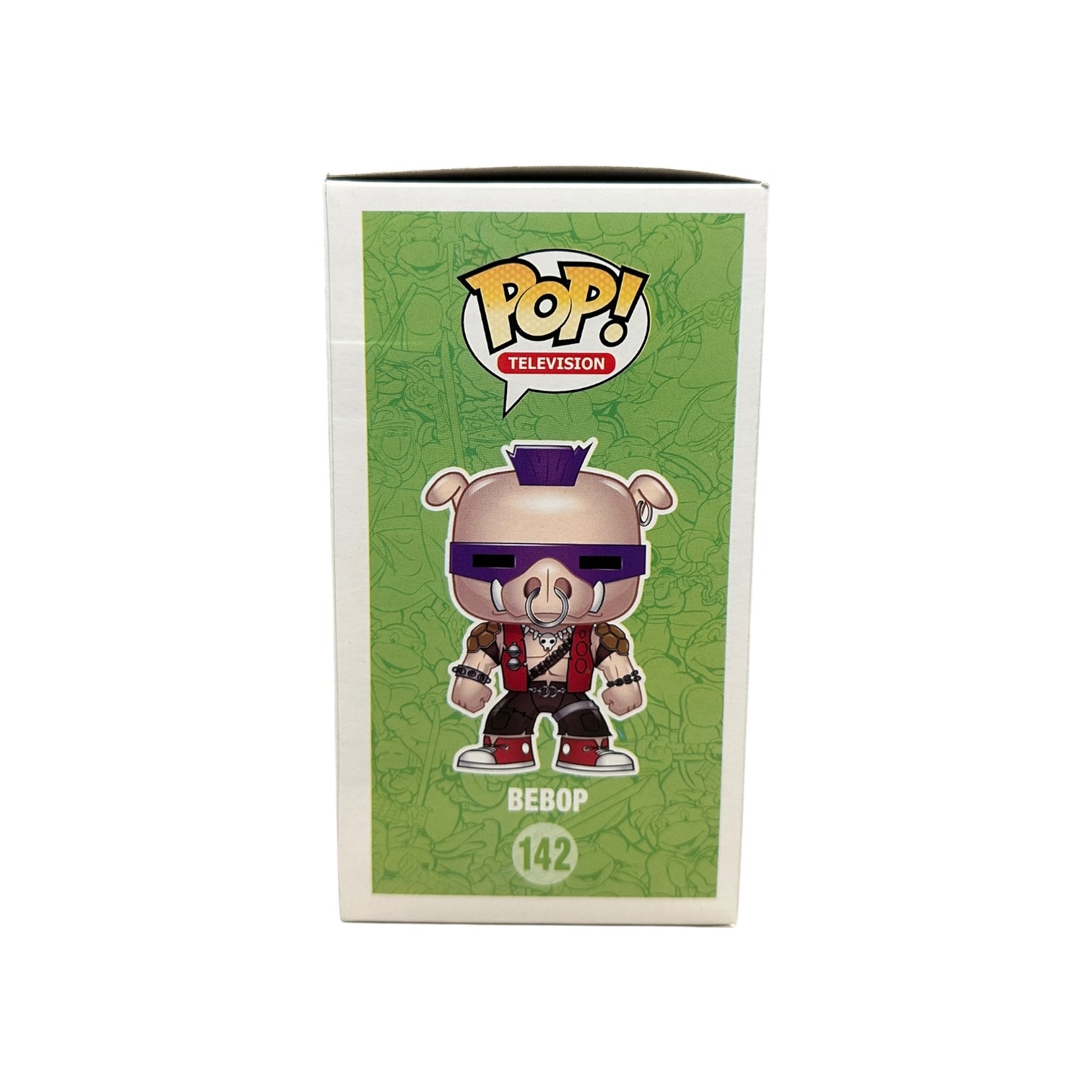 Funko Pop! vinyl figure packaging with character design on a green background