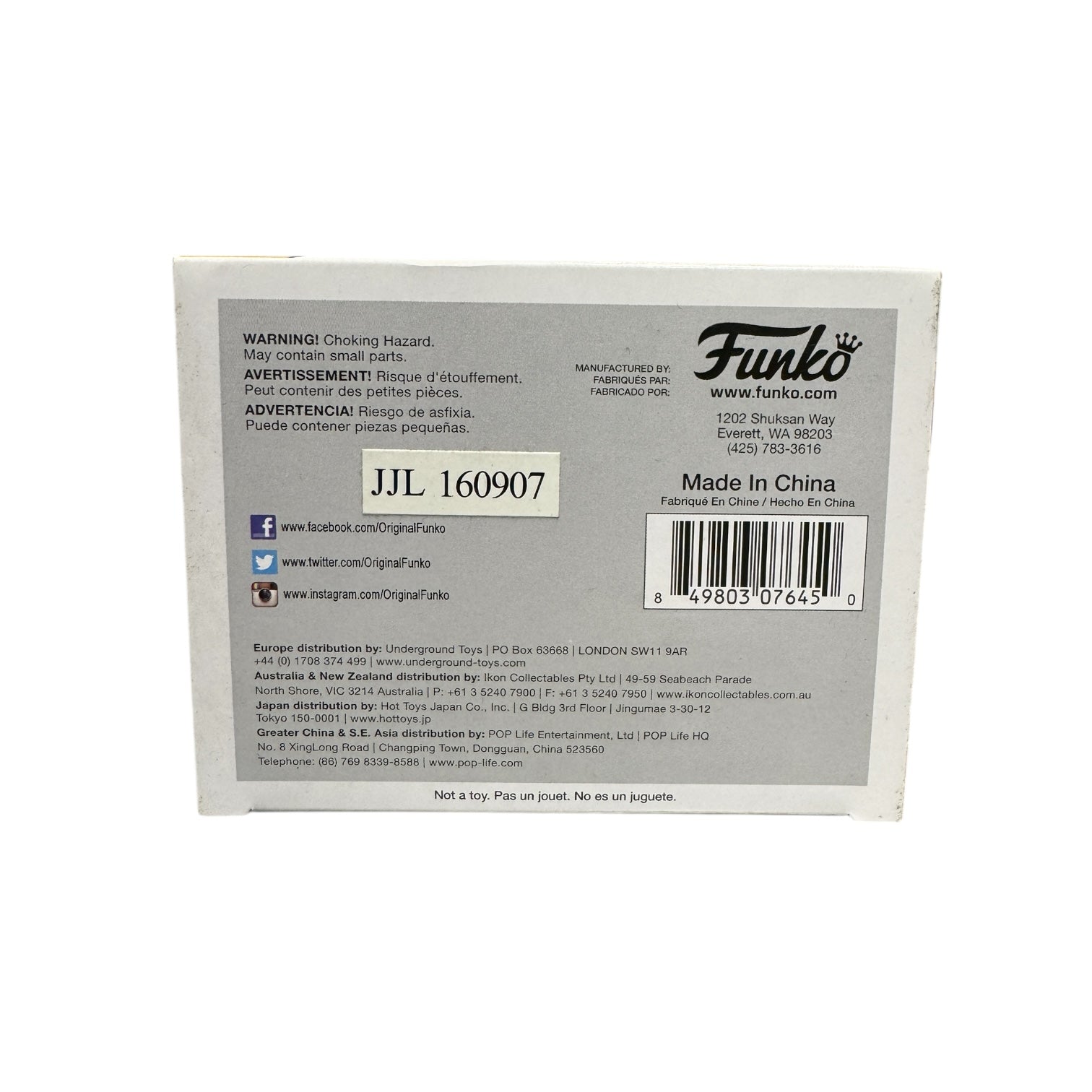 Beefsquatch Bob's Burgers Funko Pop! #102 - Bottom of box showing the barcode