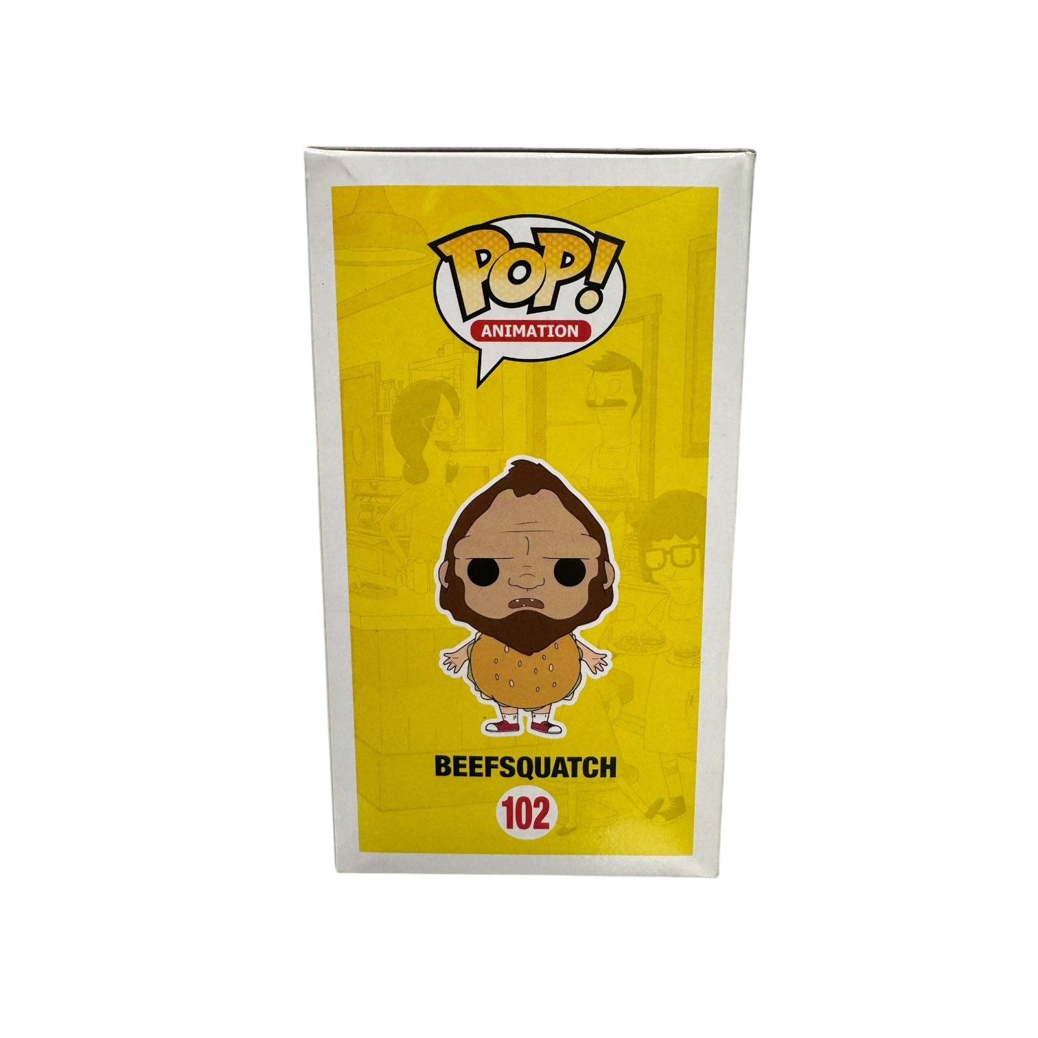 Beefsquatch Bob's Burgers Funko Pop! #102 - Side of box, some wear to the box in top left corner. 