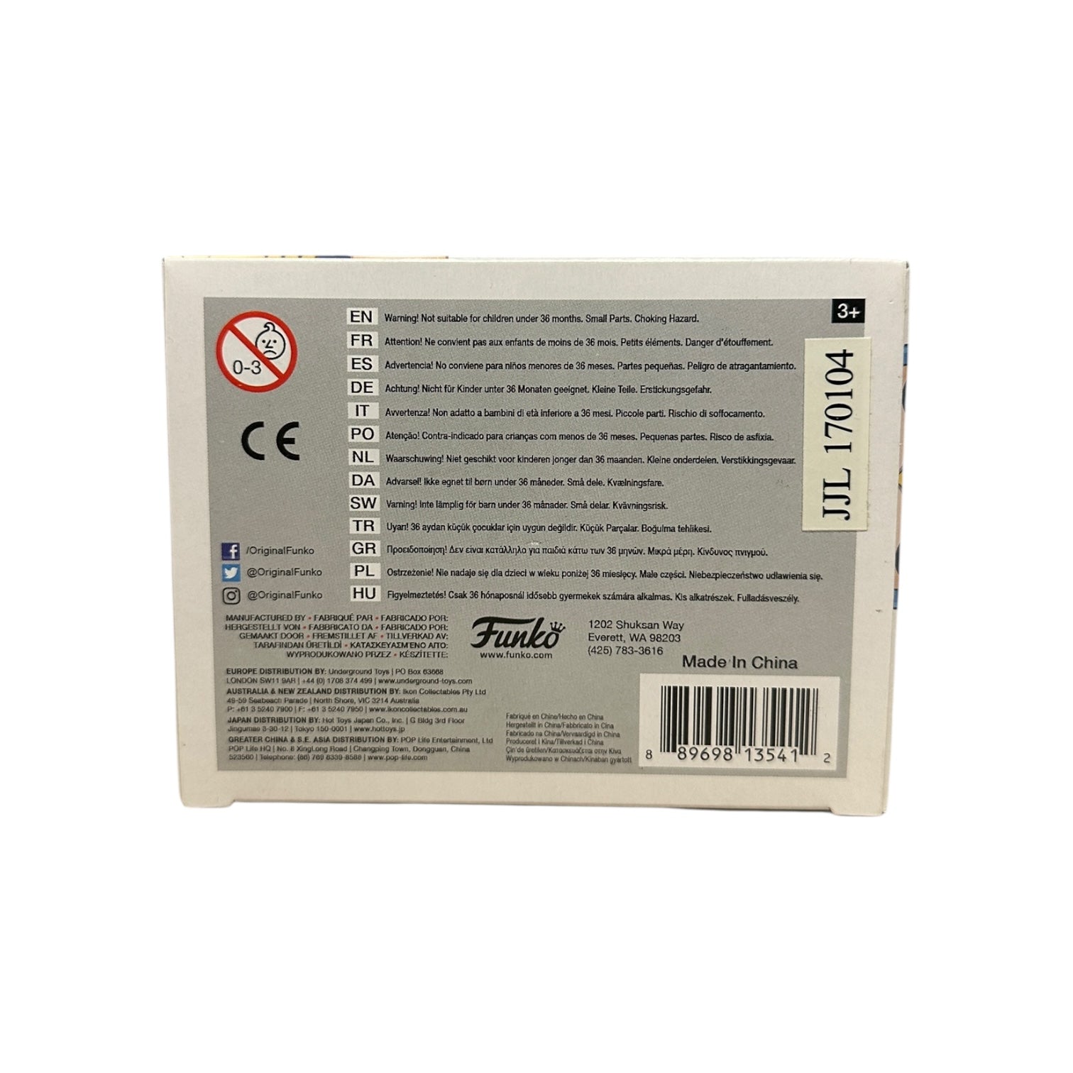 Funko Pop! vinyl of Blue Falcon bottom of the box