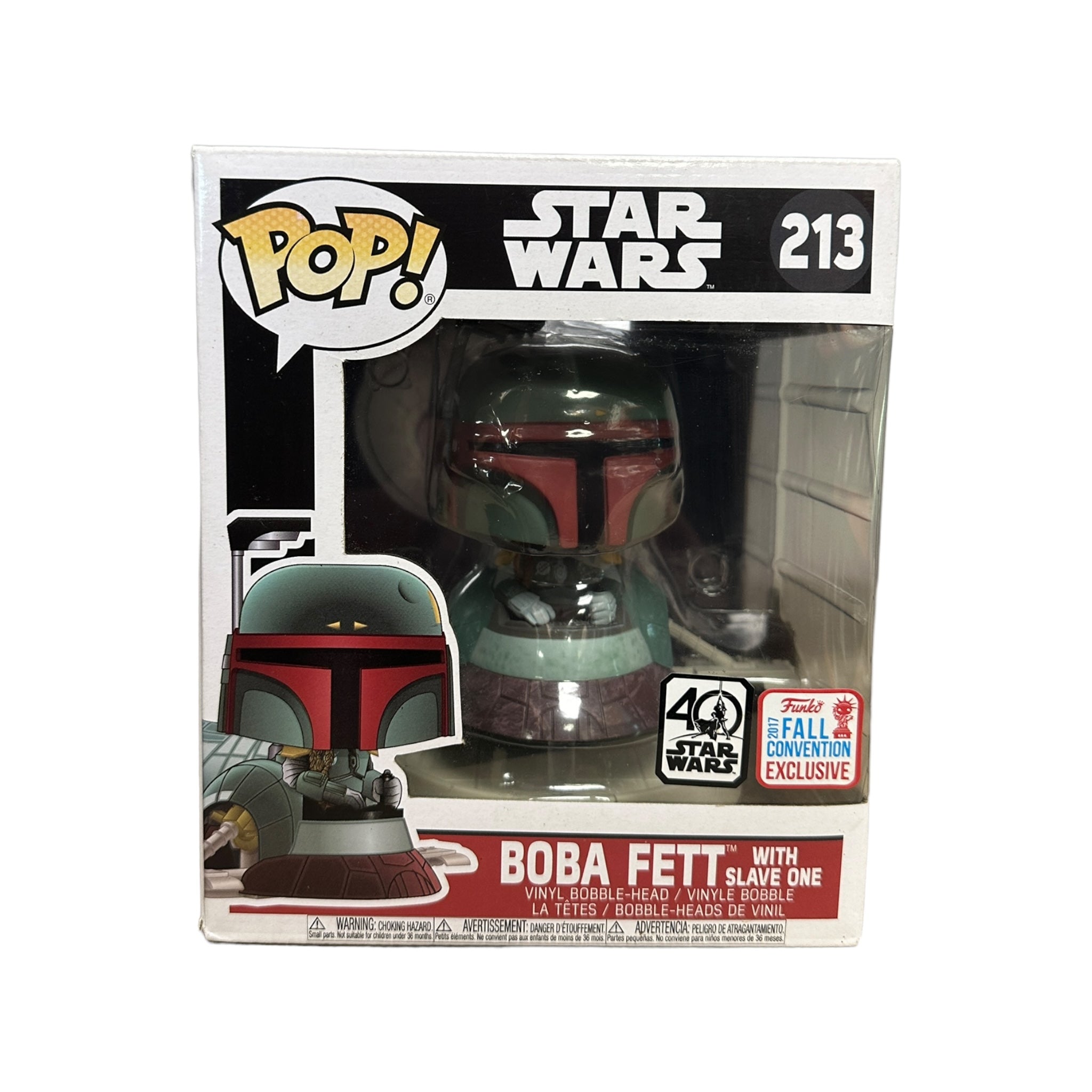 Boba Fett with Slave One Funko Pop! #213 from Star Wars, NYCC 2017 Exclusive, in 7/10 condition.