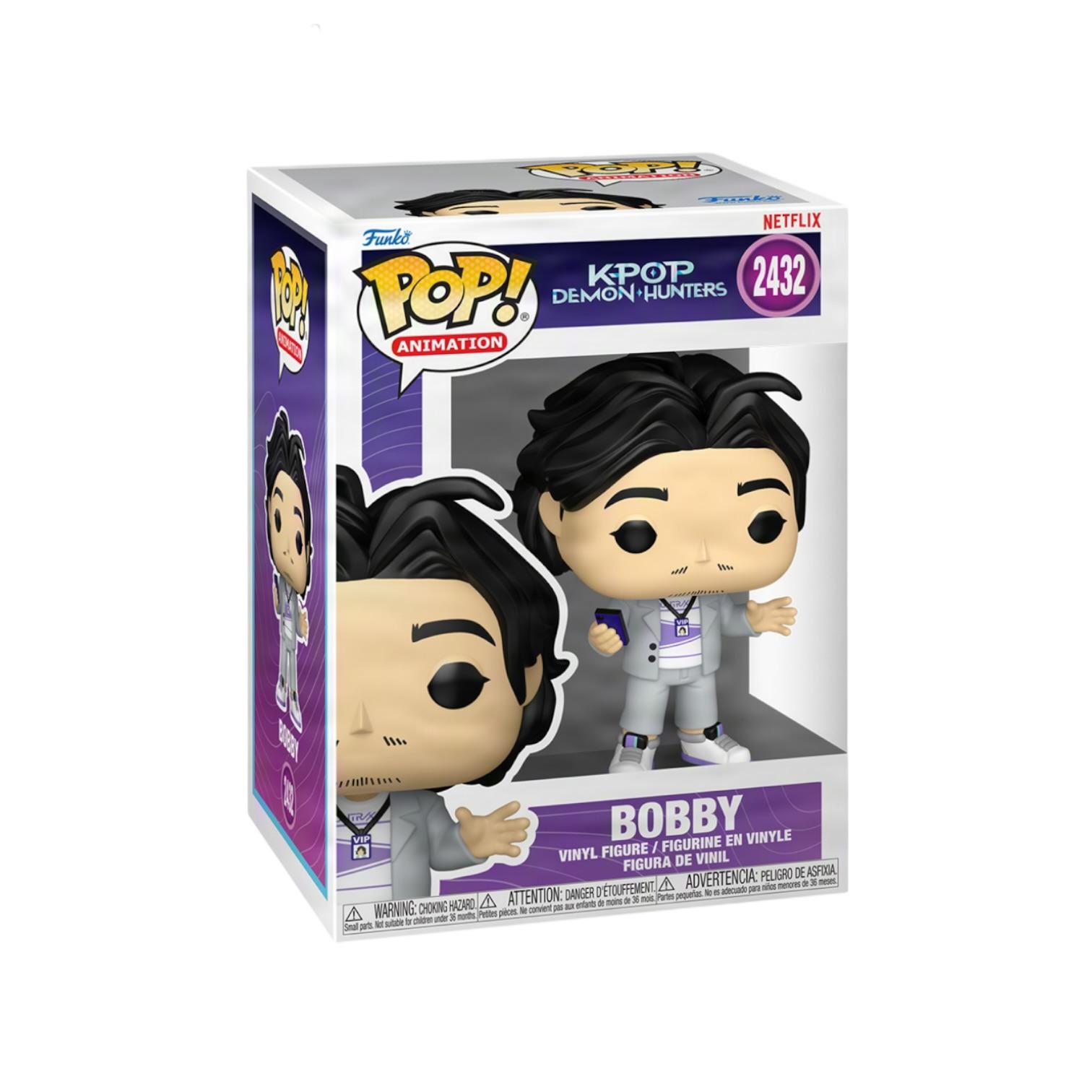  Funko Pop figure of Bobby #2432, styled as a KPOP Demon Hunter with vibrant colors and detailed features.