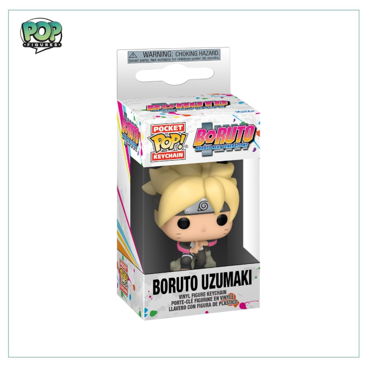 Boruto Uzumaki Funko Pocket Pop keychain from Naruto Next Generations, featuring the young ninja in his signature outfit.