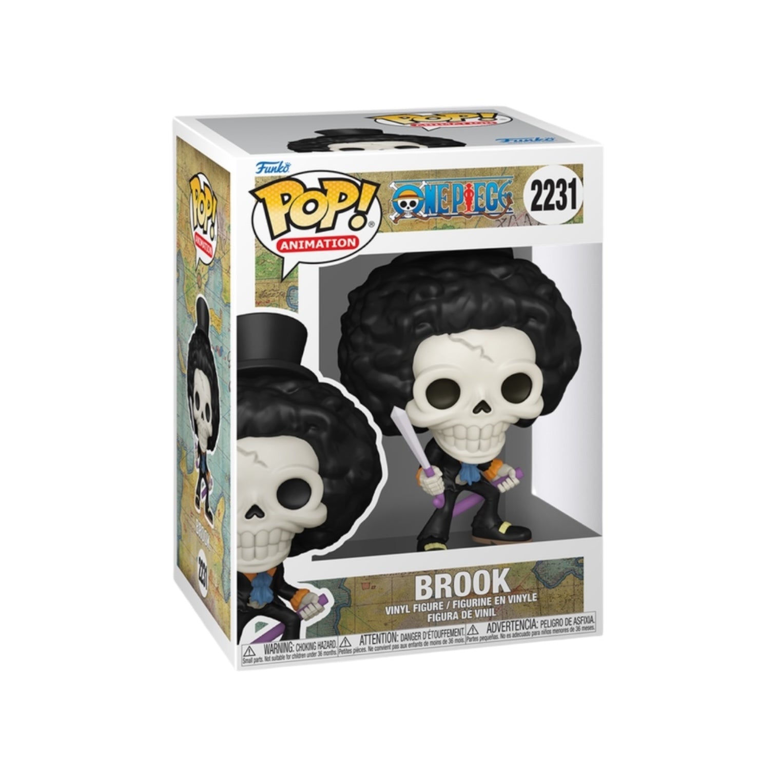 Funko Pop! Animation figure packaging with character Brook on a white background
