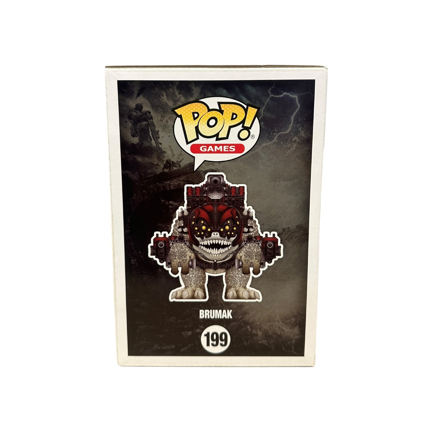 Pop! Games figurine packaging with 'Brumak' on a dark background