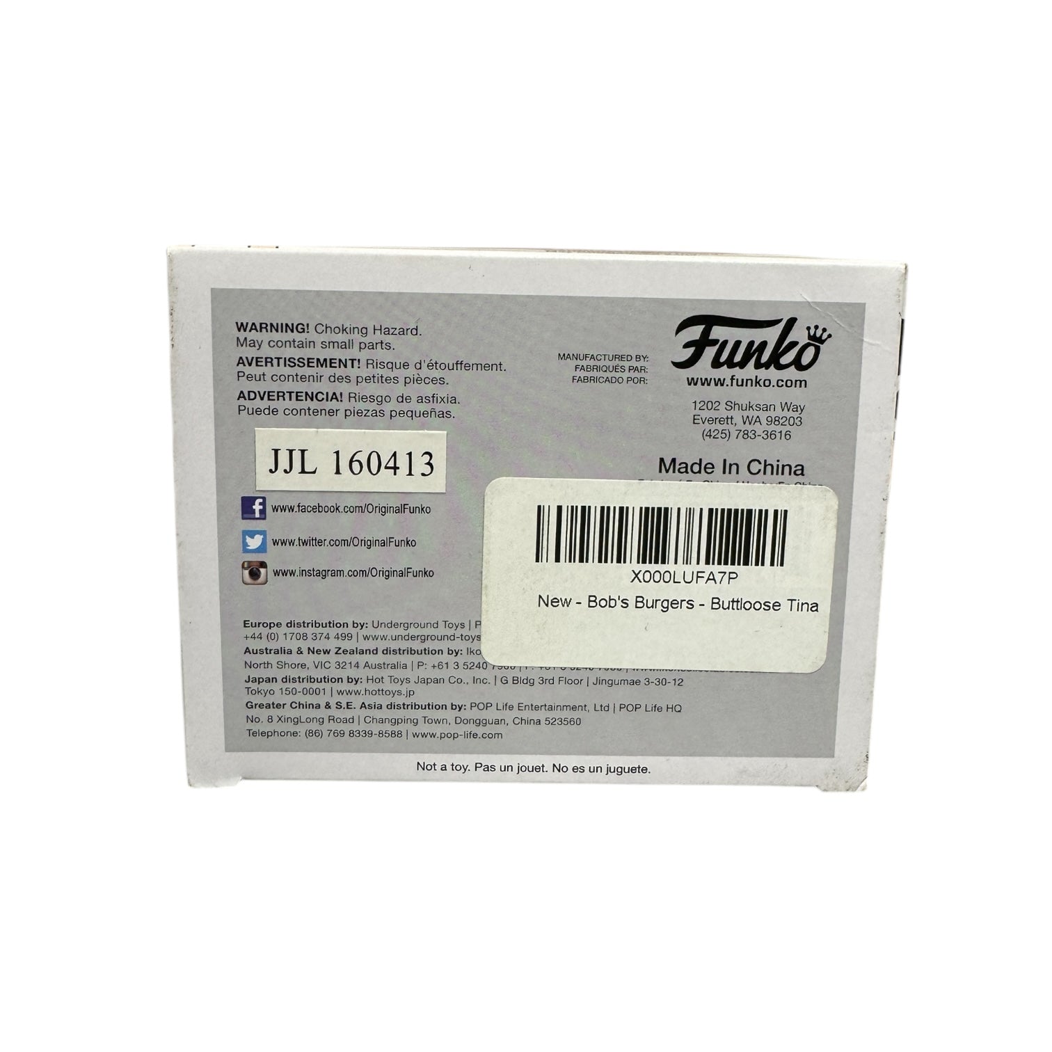 Tina Belcher dressed in pink work out attire and a pink sweatband. Black framed glasses with hands on her hips.  Bottom of the box. 