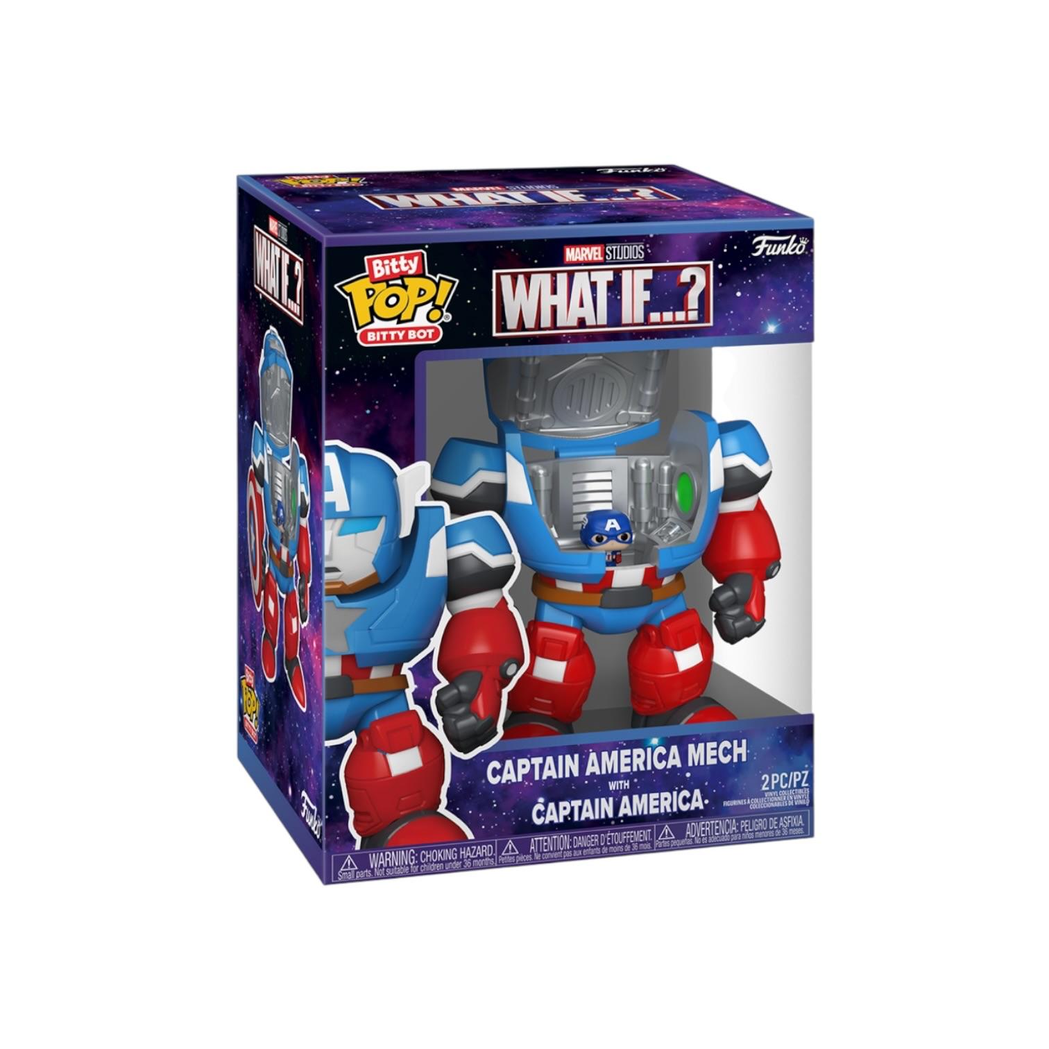 Funko Pop! Marvel Captain America Mech figure packaging on a white background