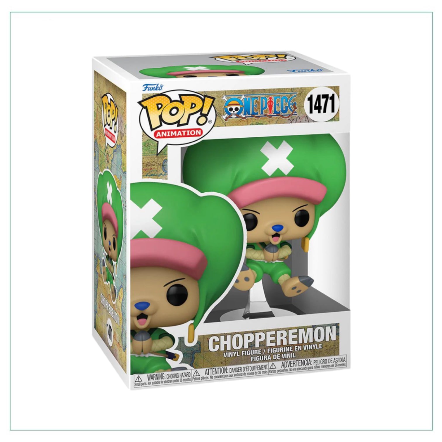Chopperemon #1471 Funko Pop! from One Piece, featuring a cute character with large eyes and a colorful design.