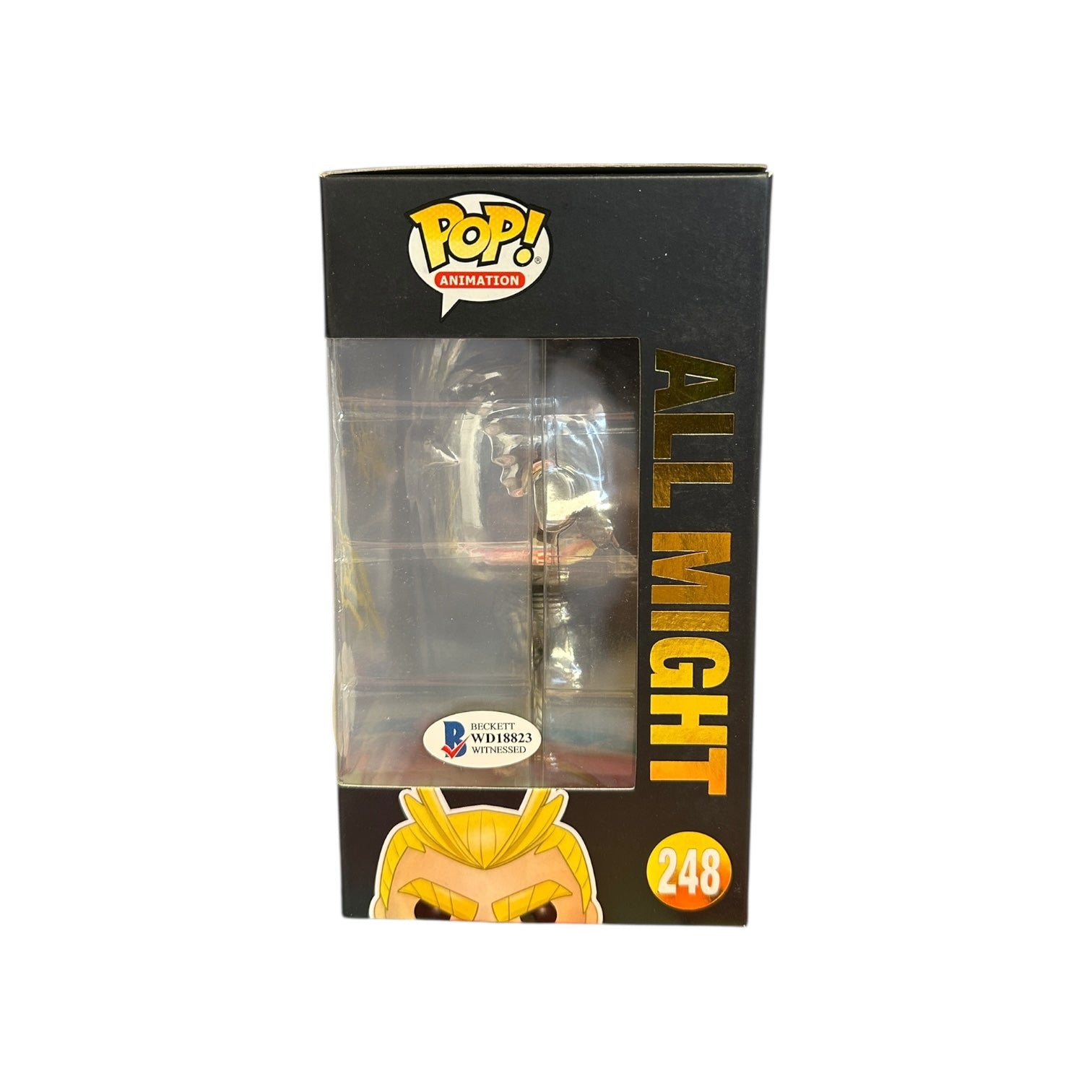 Christopher Sabat Signed All Might #248 (Silver Chrome) Funko Pop! - My Hero Academia - Funimation Exclusive Window
