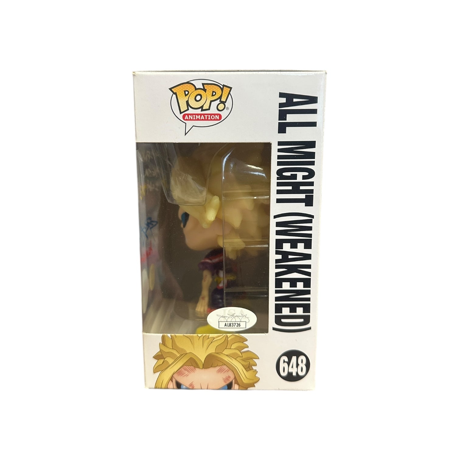 Christopher Sabat Signed All Might (Weakened) #648 (Glows in the Dark) Funko Pop! - My Hero Academia - Special Edition Window