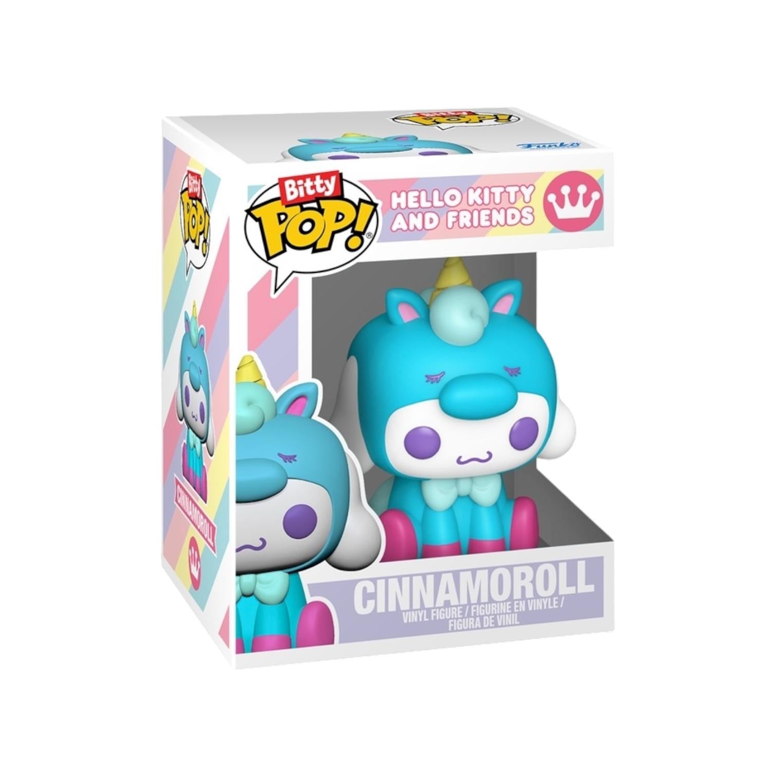 Cinnamoroll Bitty Pop! vinyl figure in packaging with Hello Kitty and Friends branding.