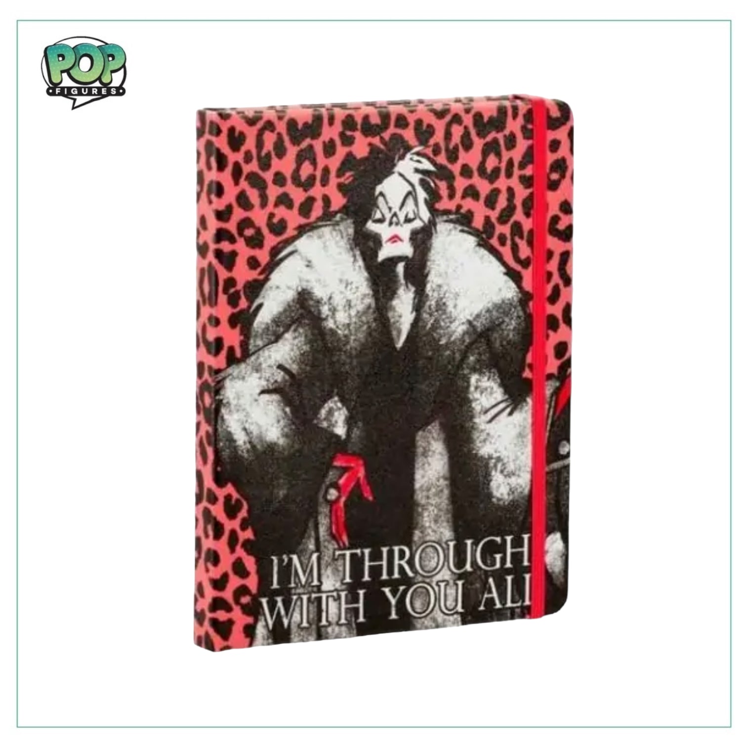 Funko notebook featuring Cruella De Vil from Disney's Villains series, showcasing her iconic black and white hairstyle.