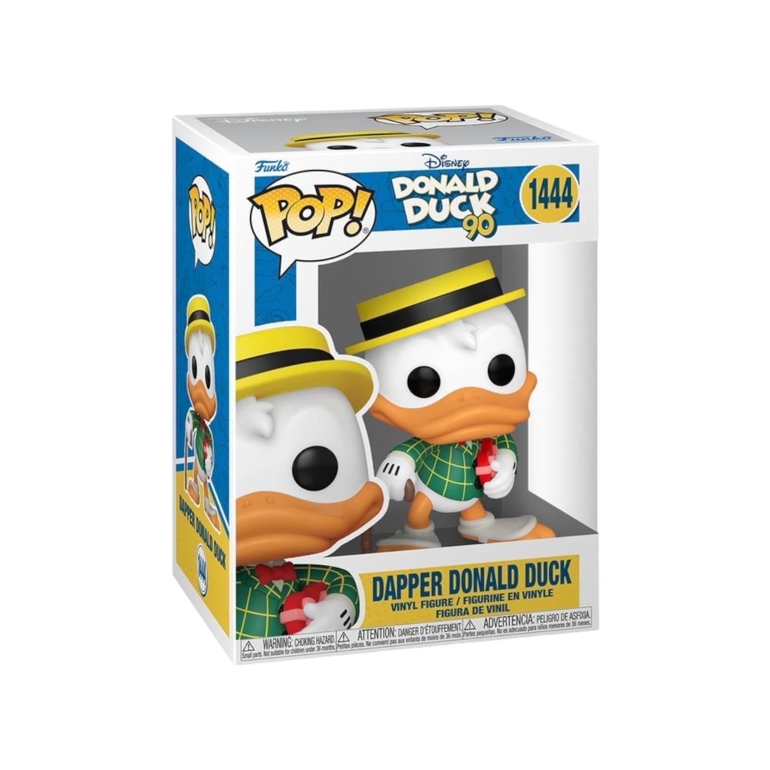 Funko Pop! figure of Dapper Donald Duck celebrating his 90th anniversary, dressed in a classic suit and bow tie.
