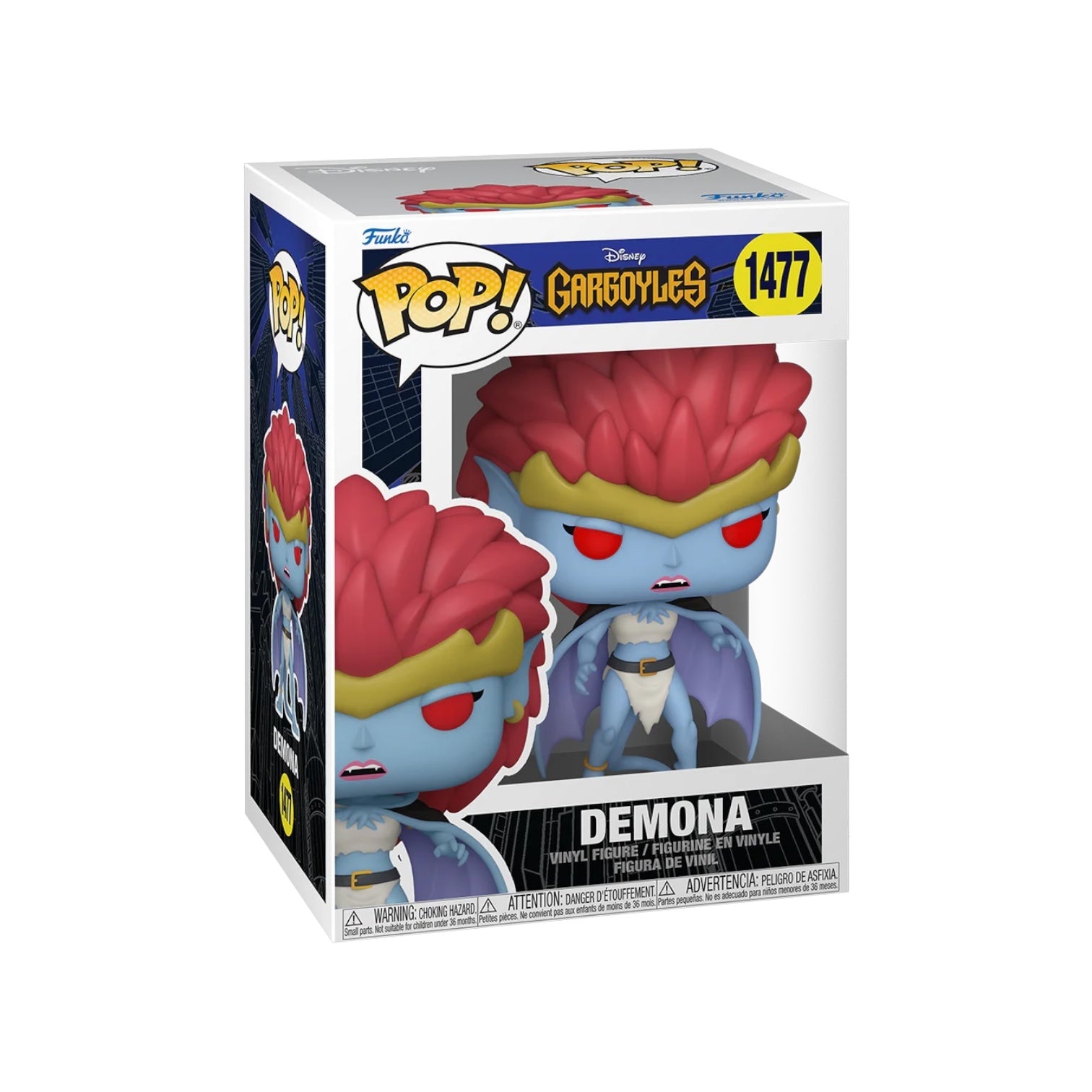 Funko Pop! figure of Demona from Gargoyles, featuring her signature red hair and fierce expression.