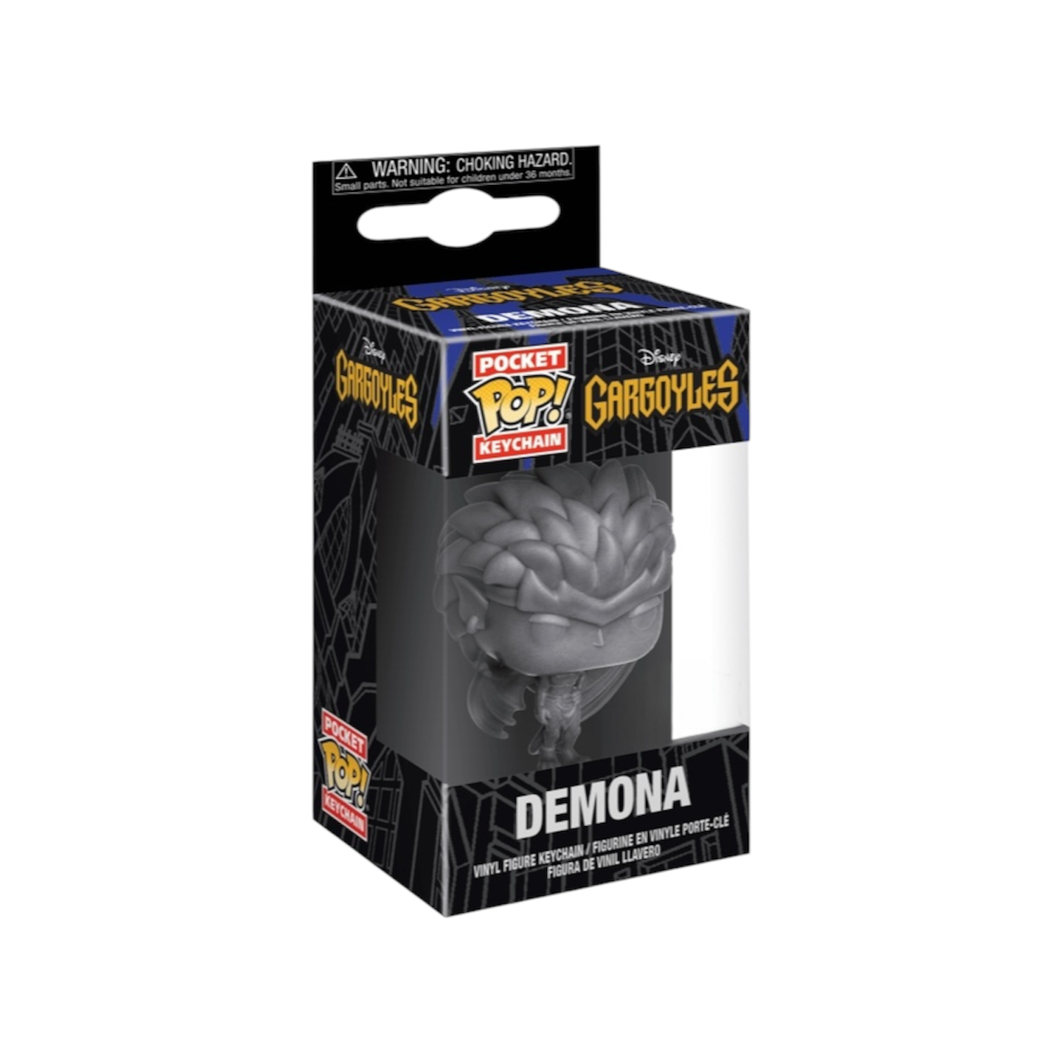 Demona from Gargoyles as a Pocket Pop! keychain, featuring her stone form with a fierce expression and detailed design.