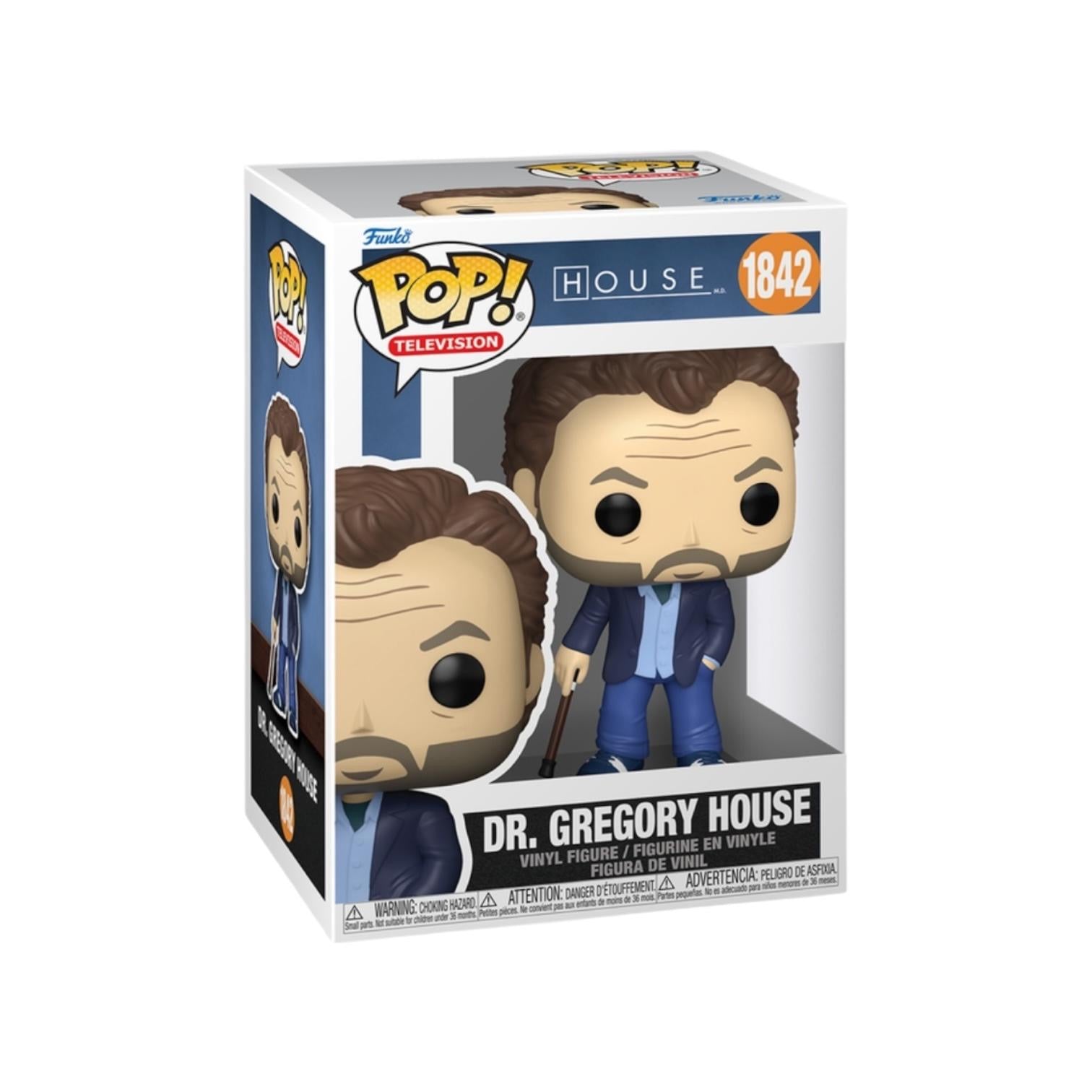 Funko Pop! vinyl figure packaging of Dr. Gregory House from the TV show 'House' on a white background.