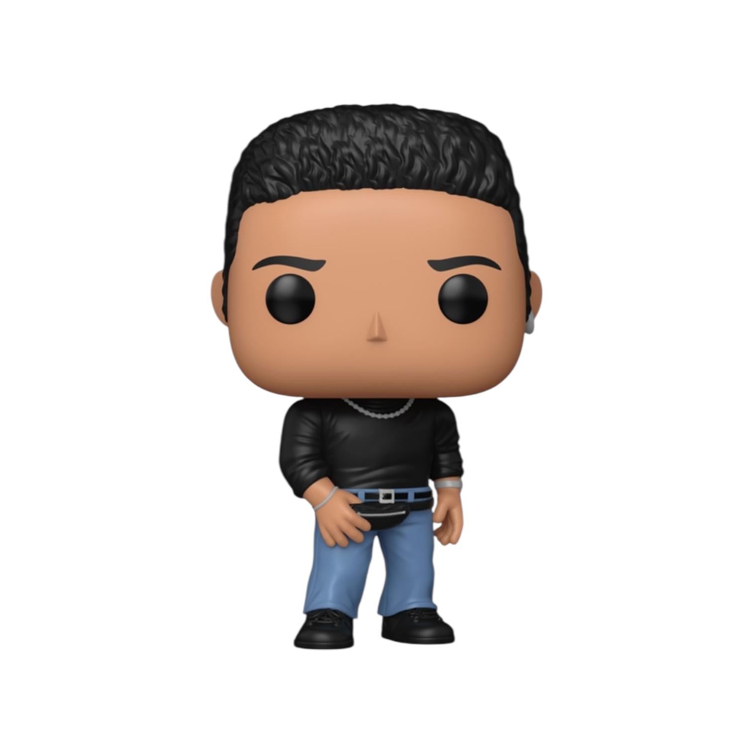 Pop! Vinyl figure of a person with black hair, wearing a black leather jacket and blue jeans, on a white background.